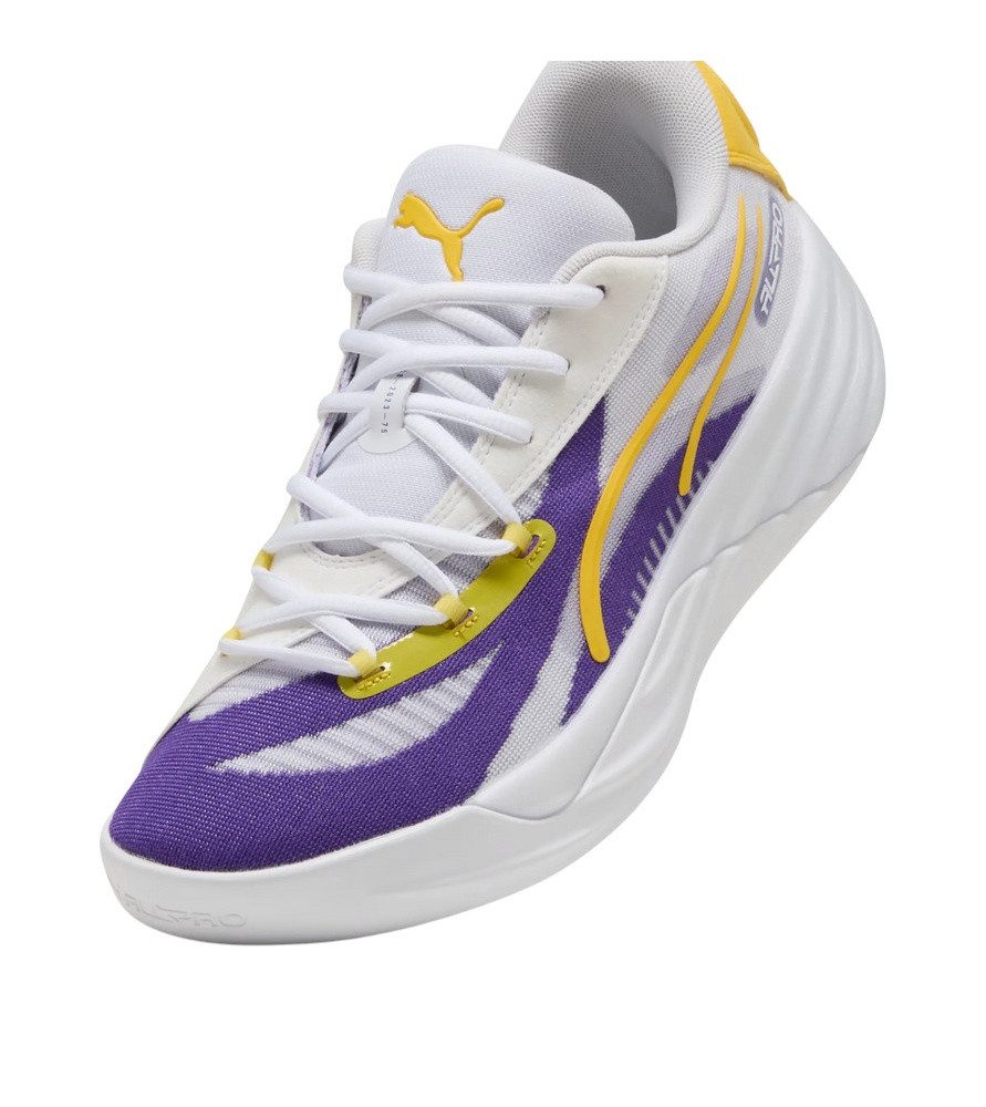 PUMA Hallen-Indoorschuhe All-Pro LA (Basketball) weiss/violett/gelb Herren Badmintonschuh