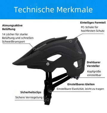 PFCTART Fahrradhelm Leichter und sicherer Fahrradhelm (Geeignet für Berg, Straße, Off-Road), EPS-Polsterung