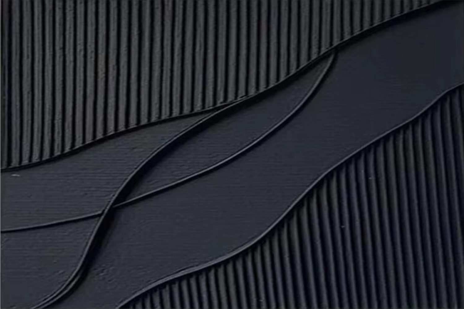 TPFLiving Kunstdruck OHNE RAHMEN, Abstrakte minimalistische Linien und Formen in 3D Struktur - (Leinwandbild XXL), Farben: Farben: schwarz -Größe: 20x30cm