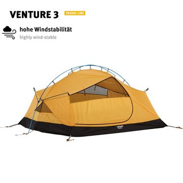 Wechsel Kuppelzelt Trekkingzelt Venture 3 Personen Camping, Fahrrad Kuppel Zelt Biwak 3,14kg