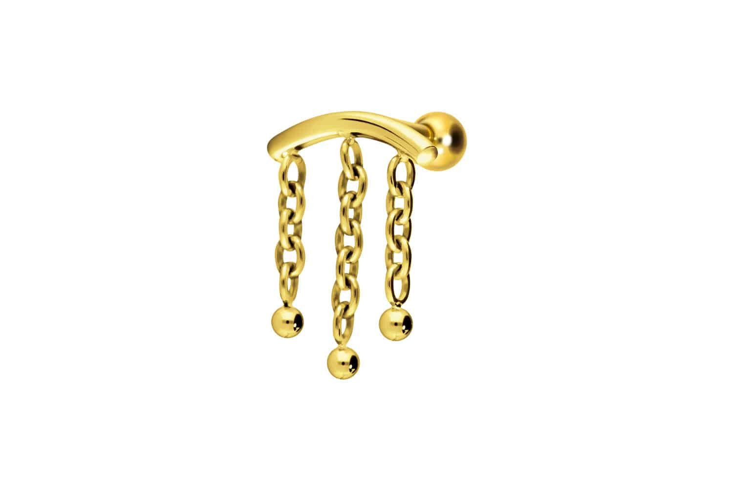 Piercing-Set Titan Ohrpiercing mit Innengewinde BOGEN + 3 KETTEN