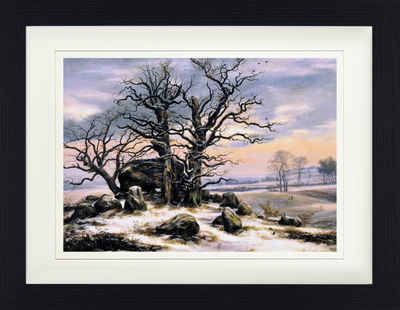 1art1 Bild mit Rahmen Johan Christian Dahl - Hünengrab Nahe Vordingborg Im Winter, 1824-25