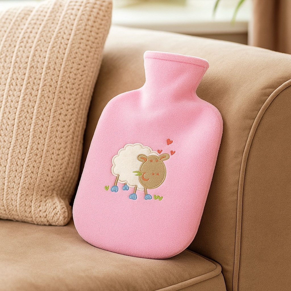 Fashy Wärmflasche Fashy Wärmflasche für Kinder Schaf Motiv mit Fleecebezug rosa, (1-tlg), Abnehmbarer Fleecebezug