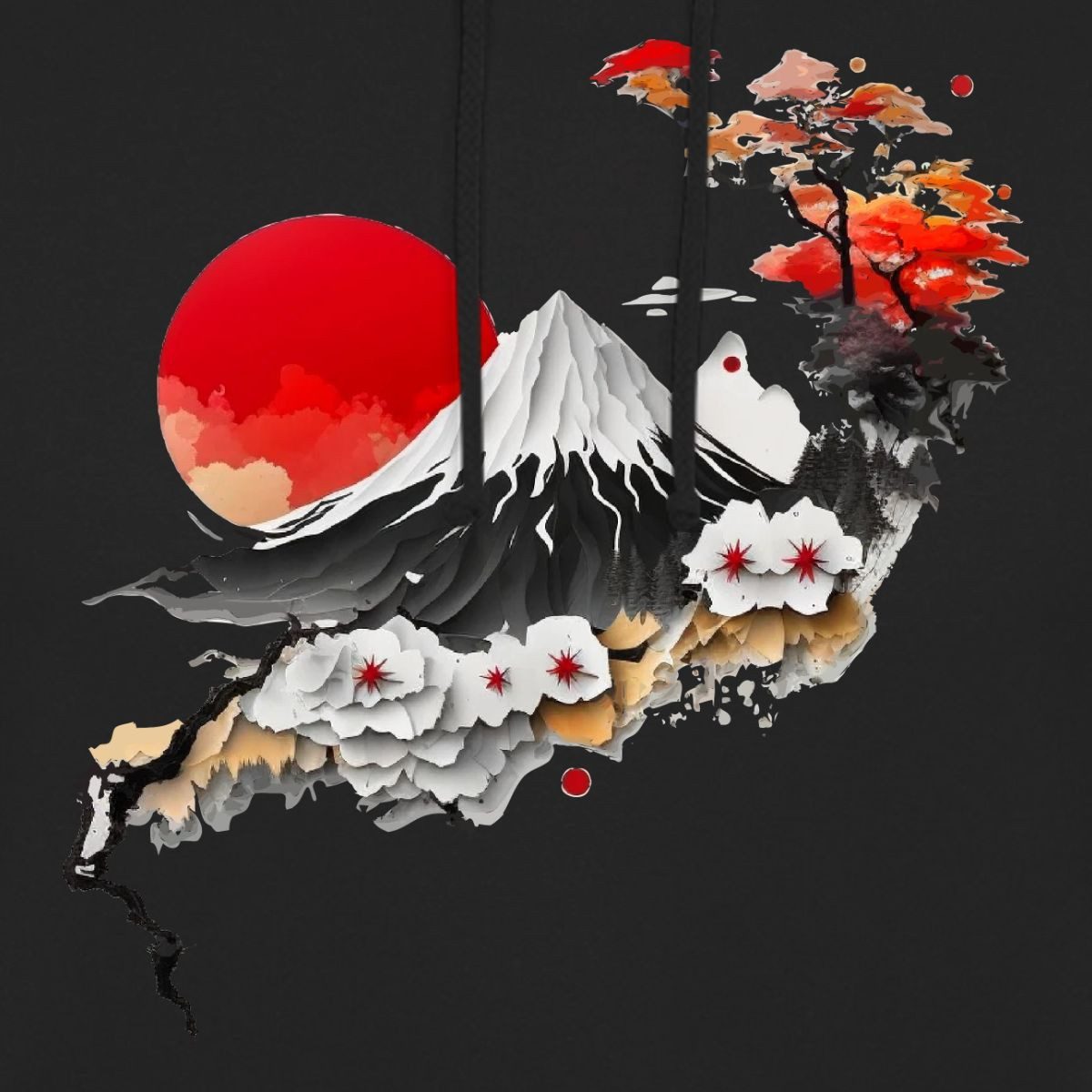 Spreadshirt Hoodie Japan Natur Kirschblüten Bonsai Berge Unisex Hoodie (1-tlg)