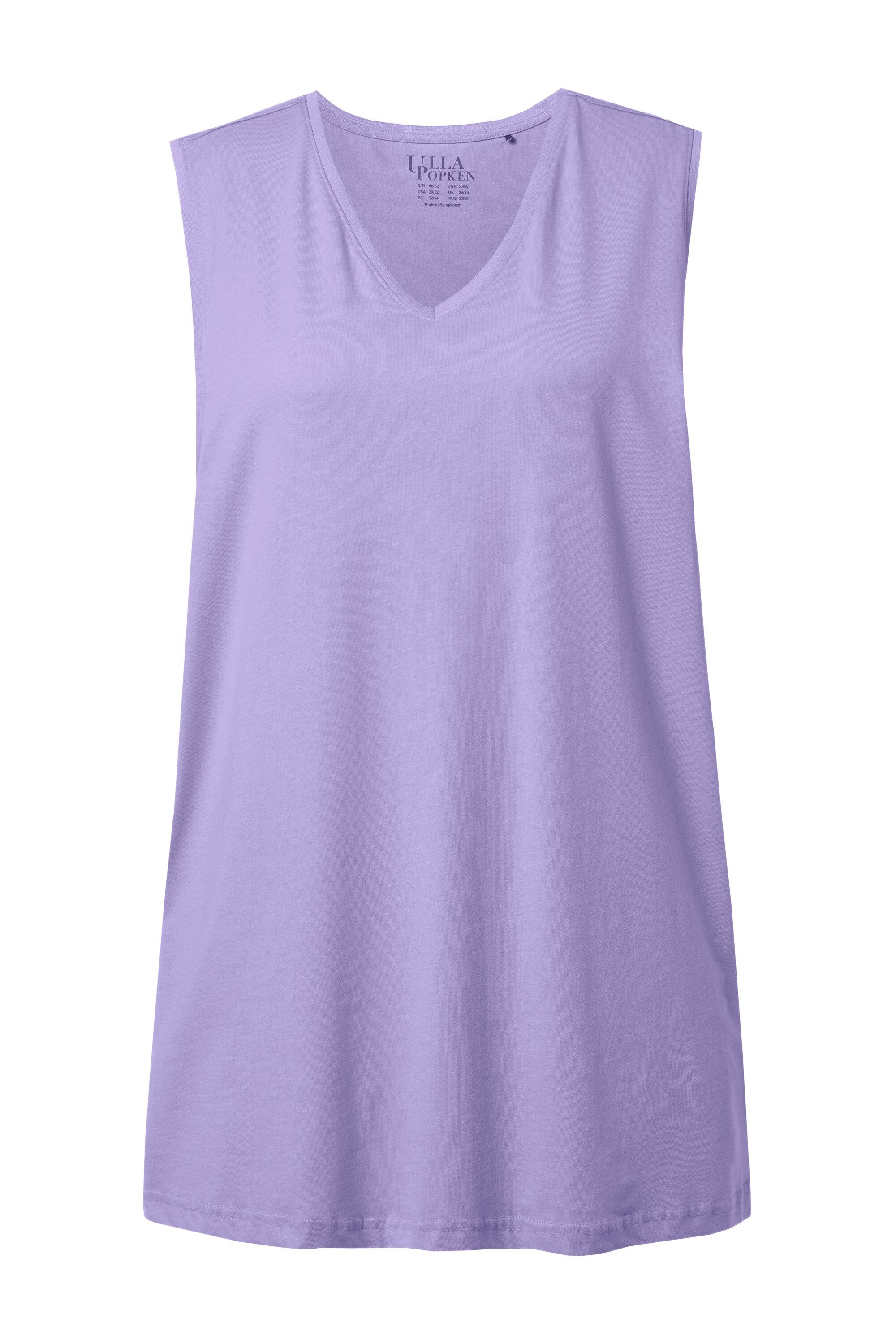 Ulla Popken Longtop Top V-Ausschnitt Relaxed ärmellos Baumwolle