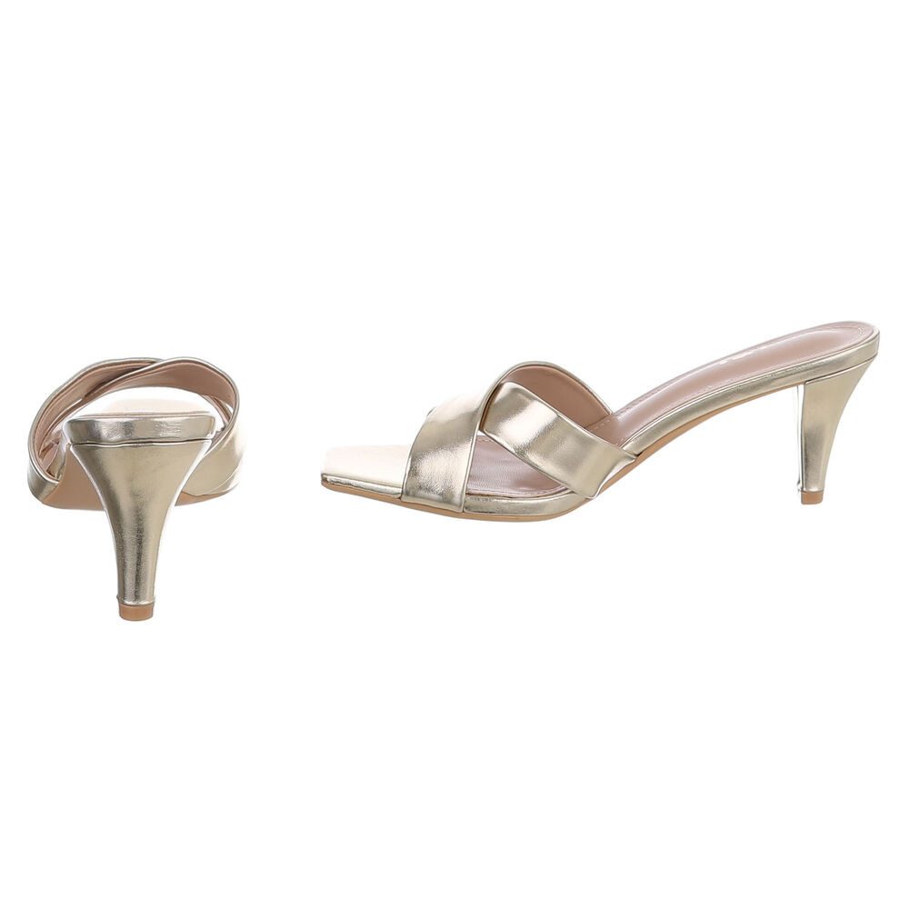 Ital-Design Damen Mules Pumps mit Stilettoabsatz und Riemen Pantolette (91895840) Pfennig-/Stilettoabsatz Sandalen & Sandaletten in Gold – Bild 5 von 5