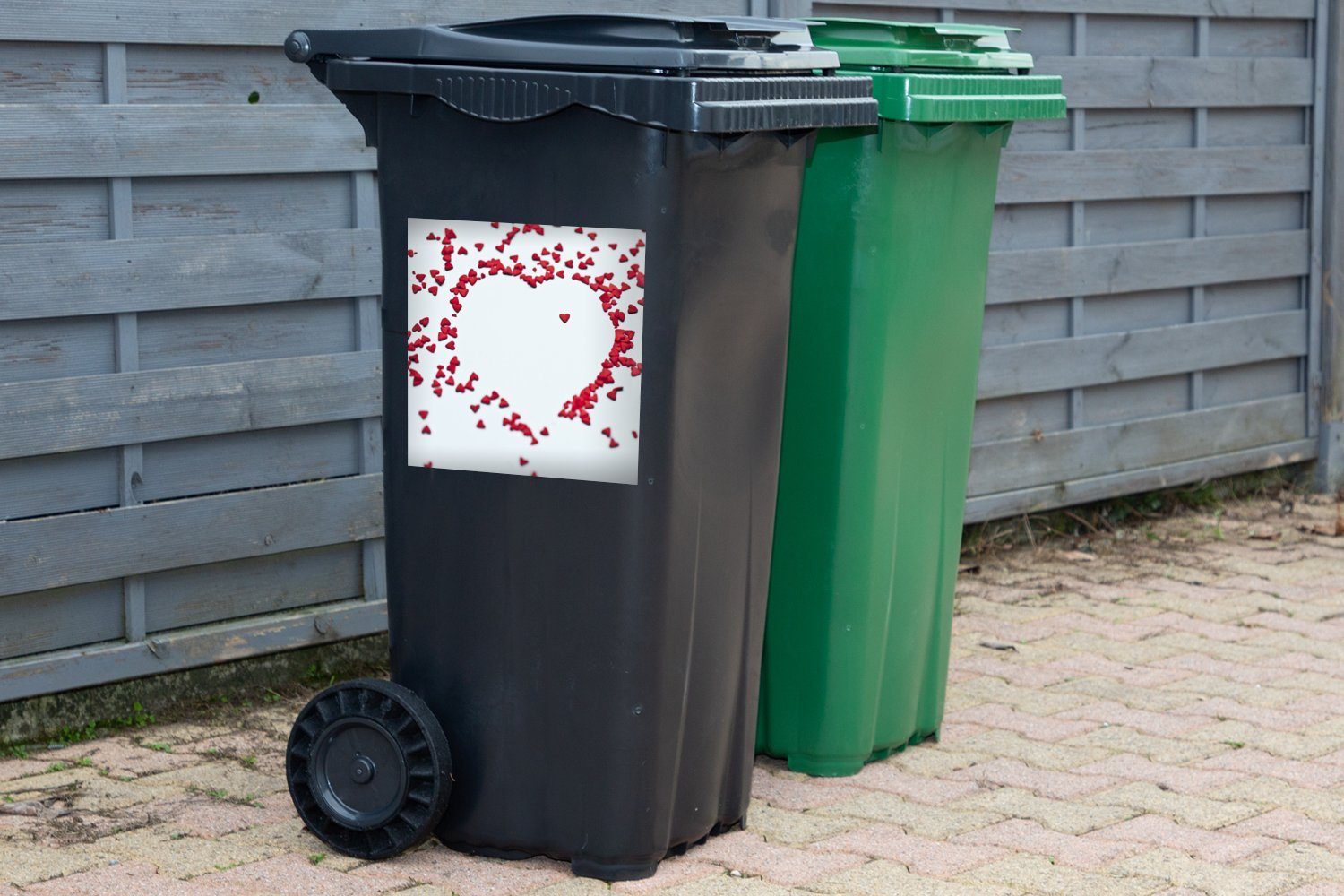 MuchoWow Wandsticker Mülltonne, Container, der Mülleimer-aufkleber, Valentinstag Herzform für Abfalbehälter Herzen St), Sticker, (1