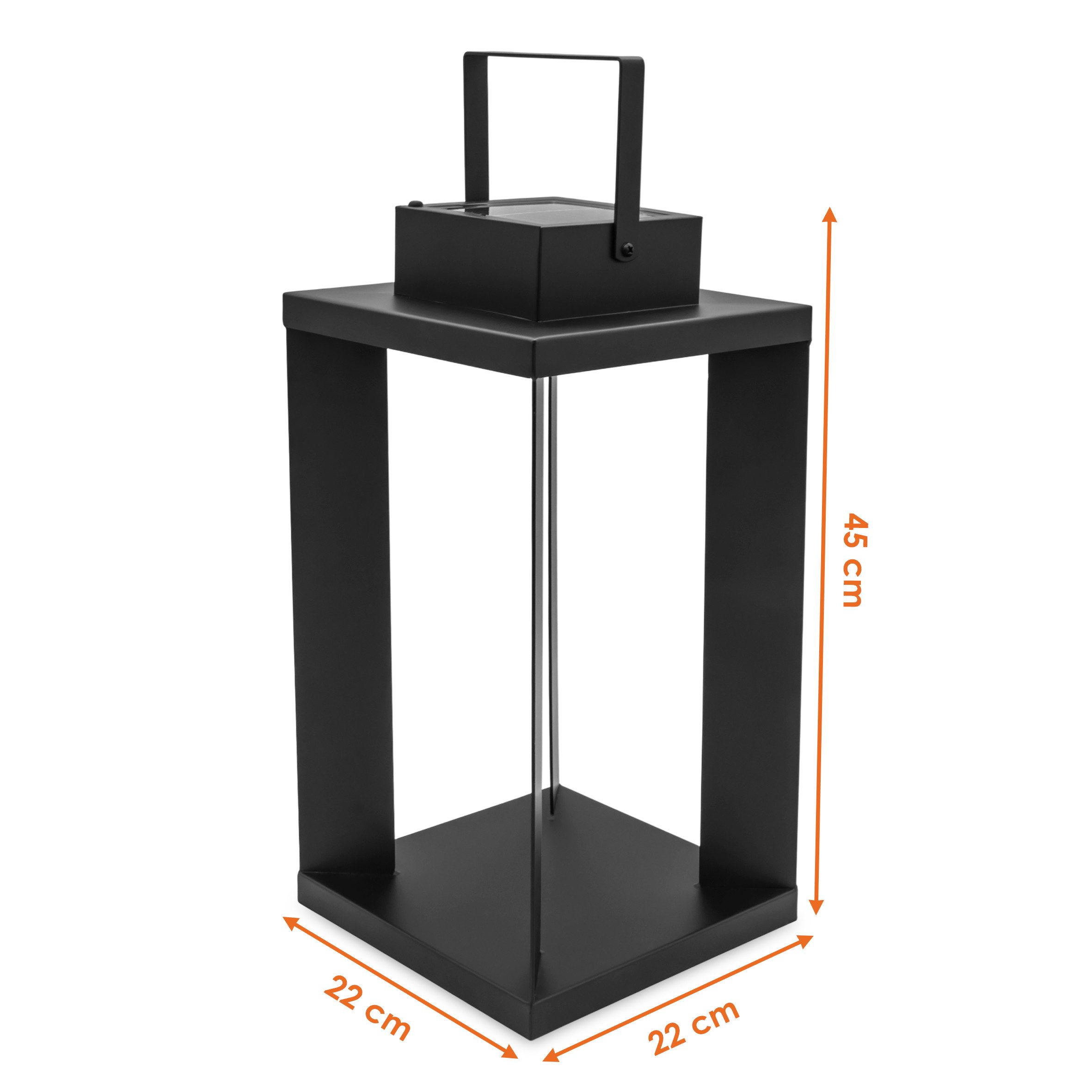 Spetebo LED Laterne Metall Solar Laterne schwarz 25 LED, Mit AN-/AUS-Schalter, LED fest integriert, warm weiß, Praktische Einschaltautomatik – Bild 2 von 5
