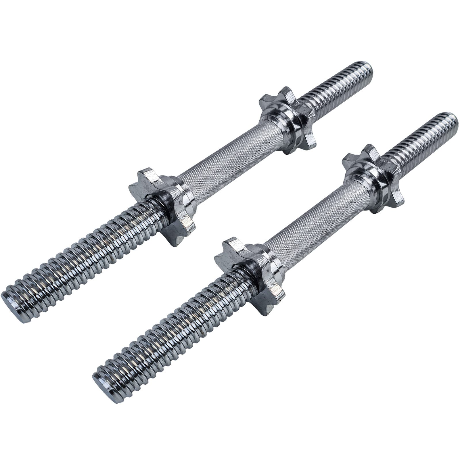 RAMROXX Kurzhantelstange 2x 42cm mit gerändeltem Griff inkl. Sternschrauben Chrom 30mm