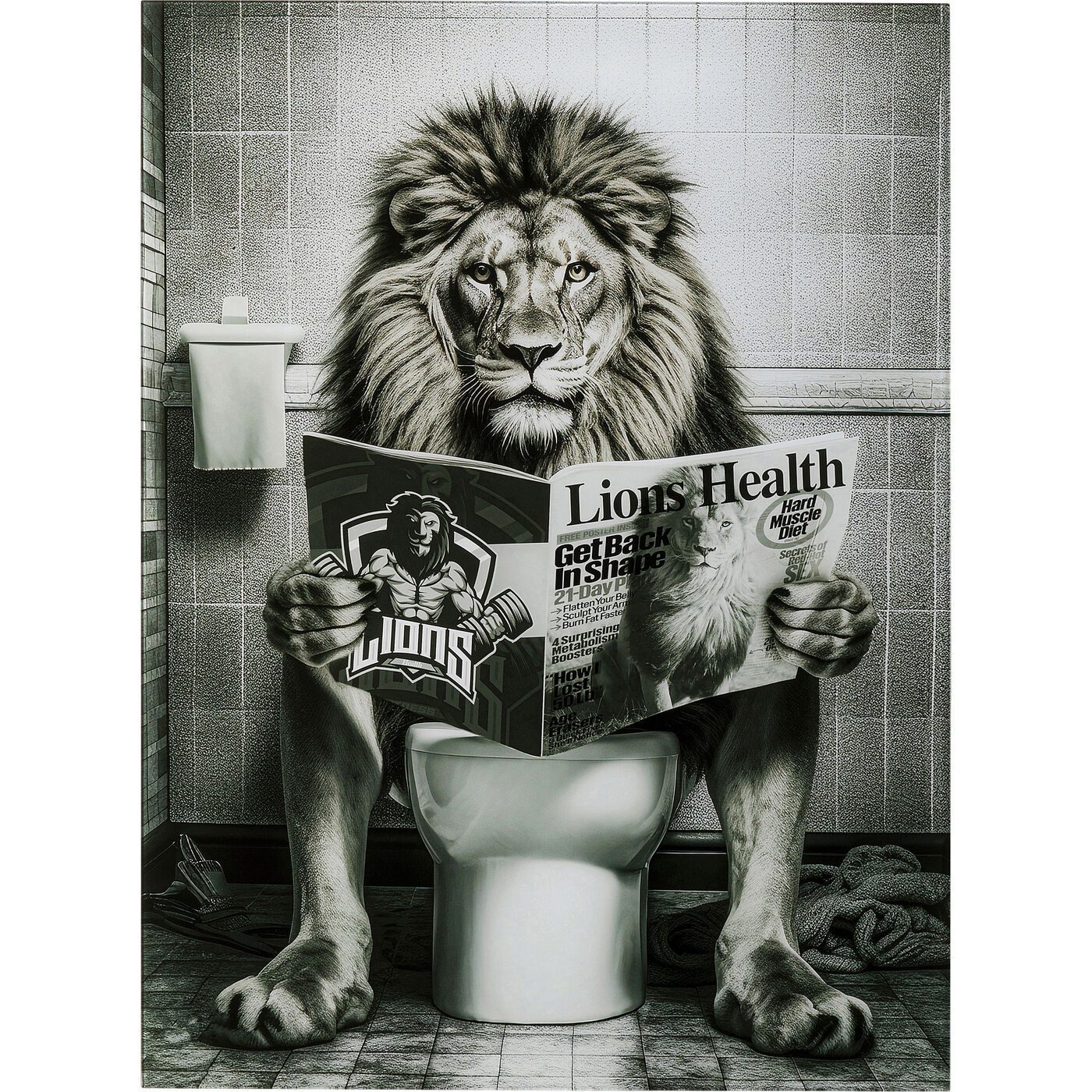 Kare Design Glasbild Bath Lion, Löwe, günstig online kaufen