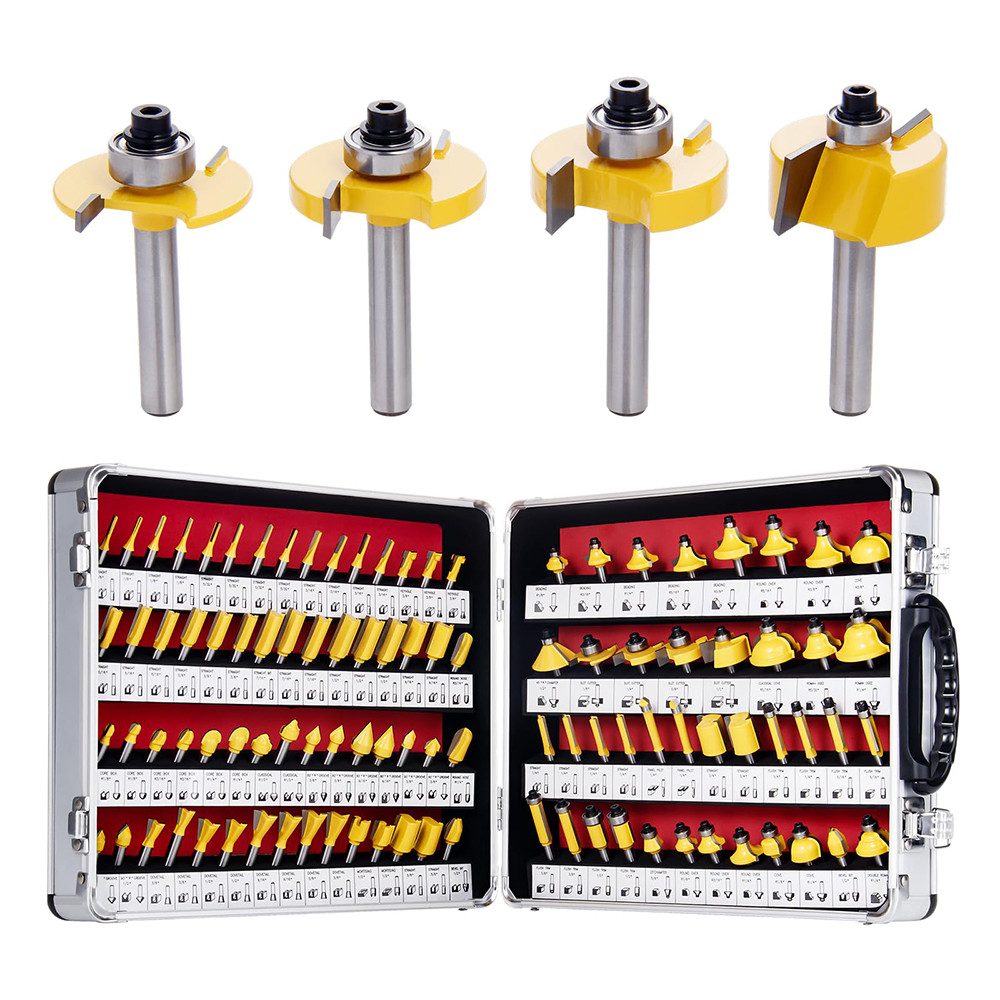 PODOFO Fräser-Set Fräser-Set 100tlg Hartmetall-Fräser-Werkzeugsatz, 100-tlg., 100tlg Professionelle Holzbearbeitung