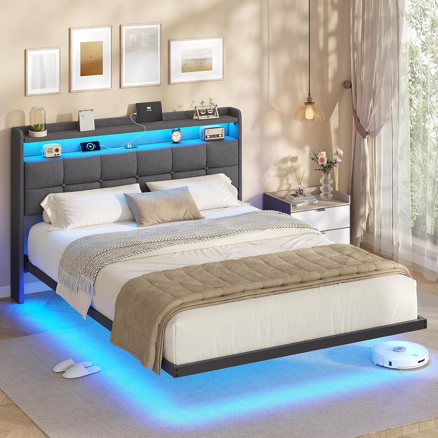 MSMASK Polsterbett Bettrahmen mit LED-Beleuchtung und günstig online kaufen