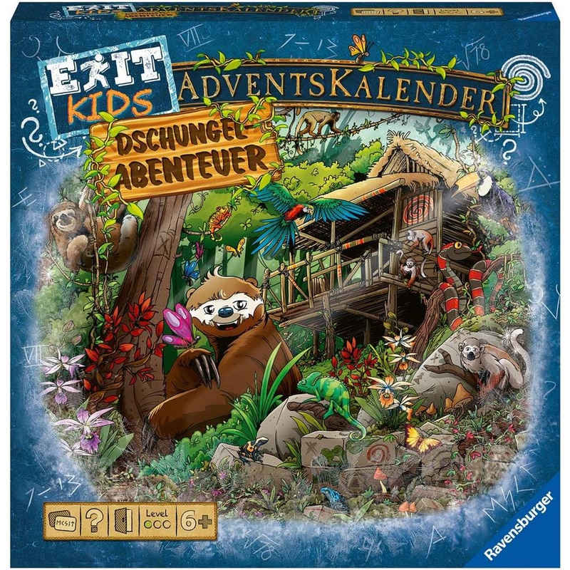 Ravensburger Adventskalender EXIT kids - Dschungel-Abenteuer, mit Rätsel, für Kinder ab 6 Jahren