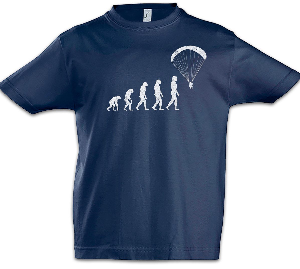 Print-Shirt Paragliding Evolution Kinder T-Shirt Charles Sport Darwin Fallschirm