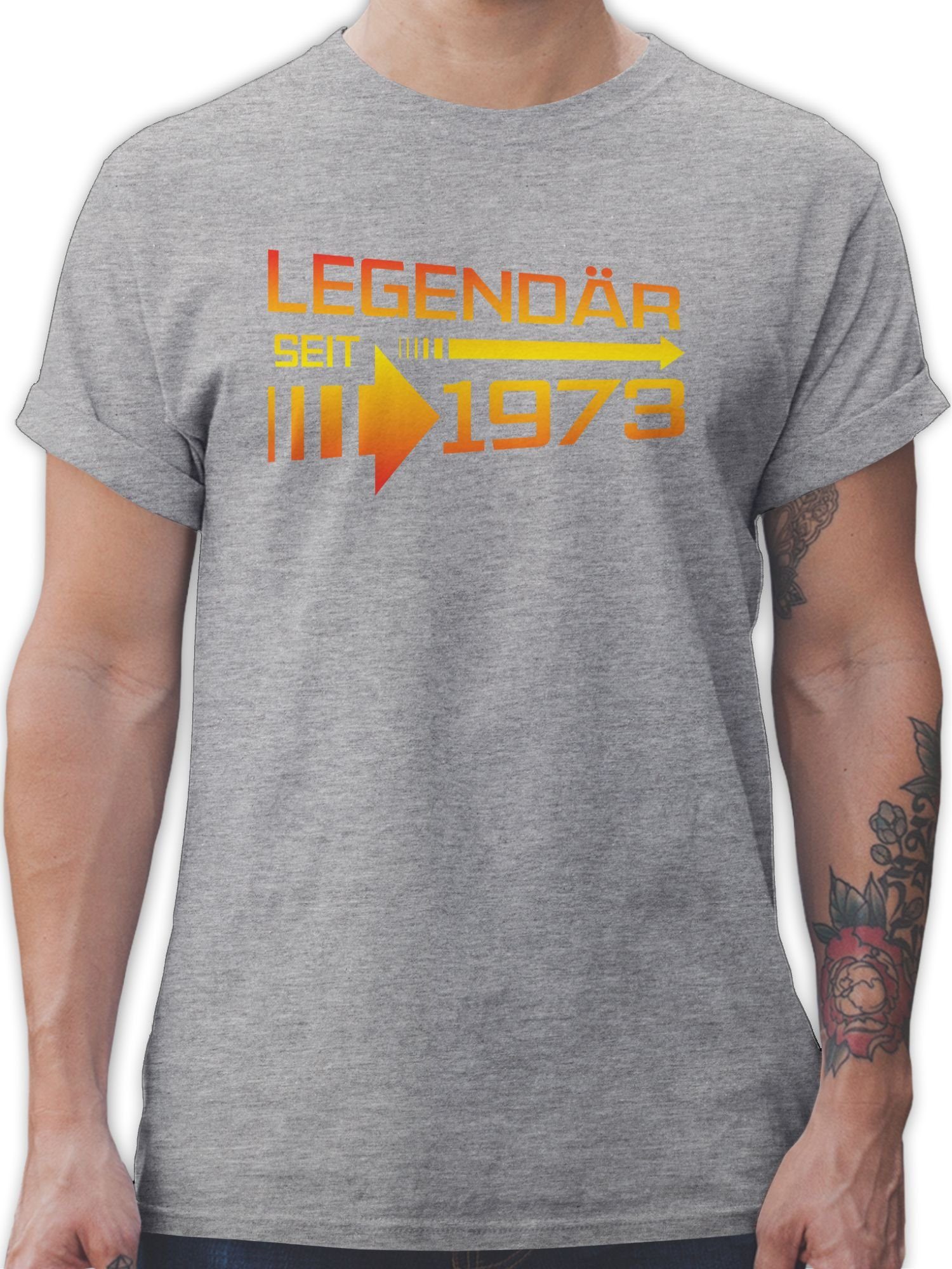 Shirtracer T-Shirt Legendär seit 1973 orange / gelb 50. Geburtstag 02 Grau meliert
