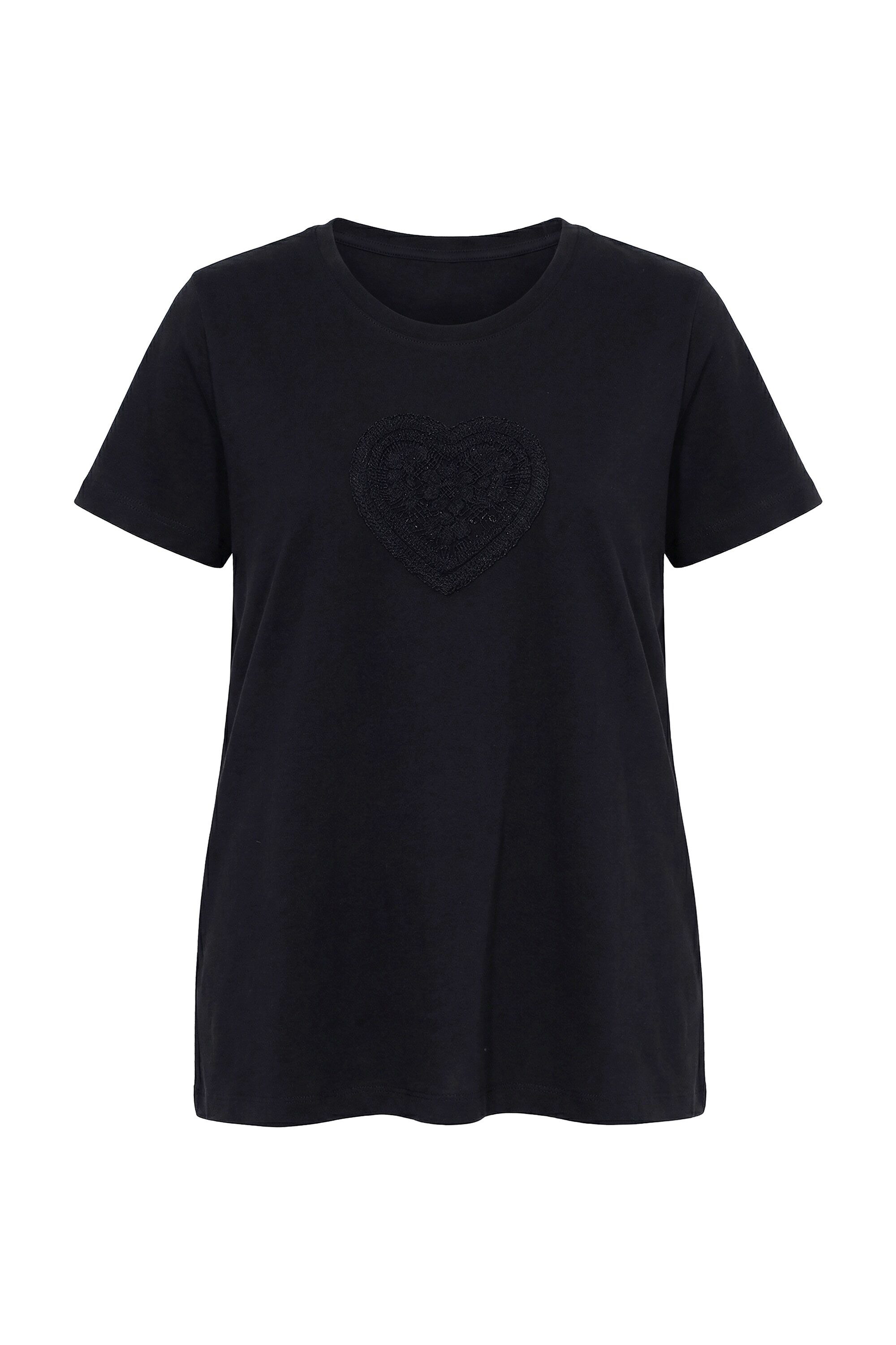 Ulla Popken T-Shirt T-Shirt Herz Classic Rundhals Halbarm