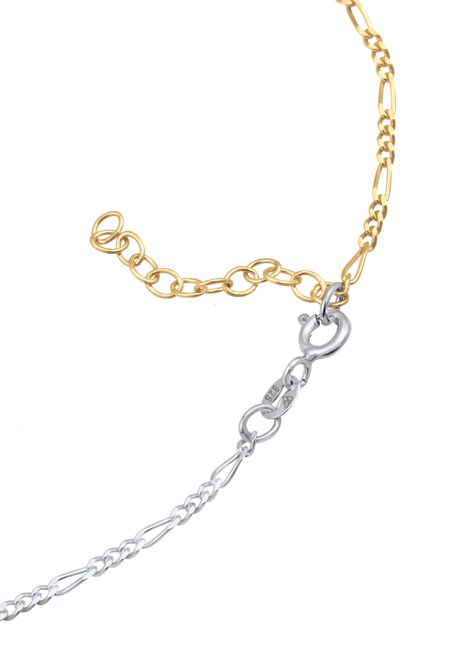 Elli Fußkette Figaro Sommer Zeitlos Basic 925er Bi-Color, Bi Color / Tri Color