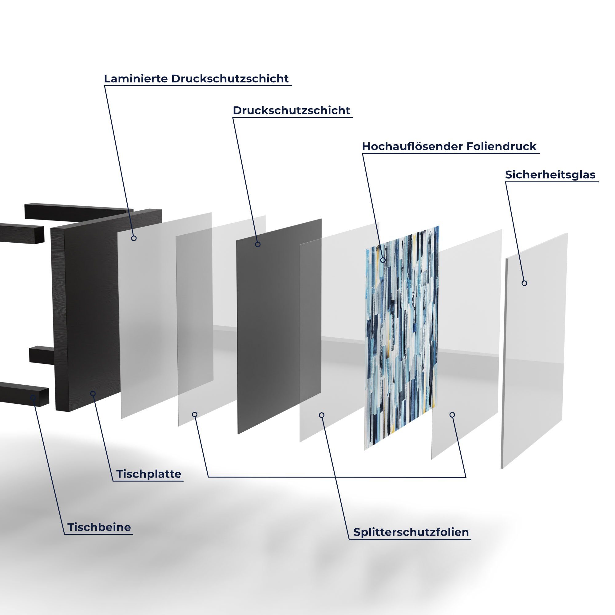 DEQORI Couchtisch 'Vertikales Streifendesign', Glas modern Glastisch Schwarz Beistelltisch