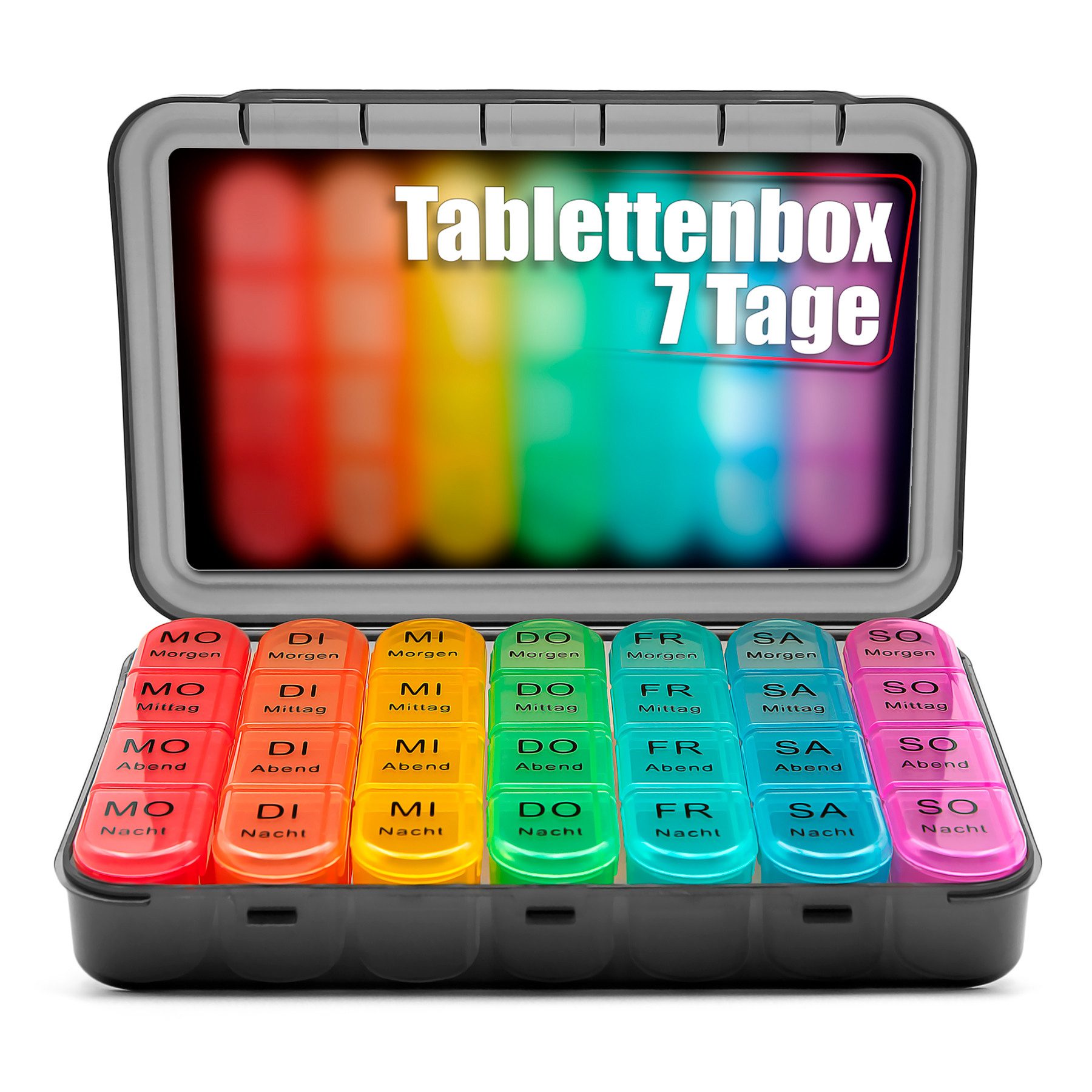 BigDean Pillendose Tablettenbox 7 Tage/ 4 Fäch luftdicht & lebensmittelecht (Set, 1 St., Tablettensortimentbox), Tablettenbox, 7 Tage Sortiment, Luftdicht, Lebensmittelecht