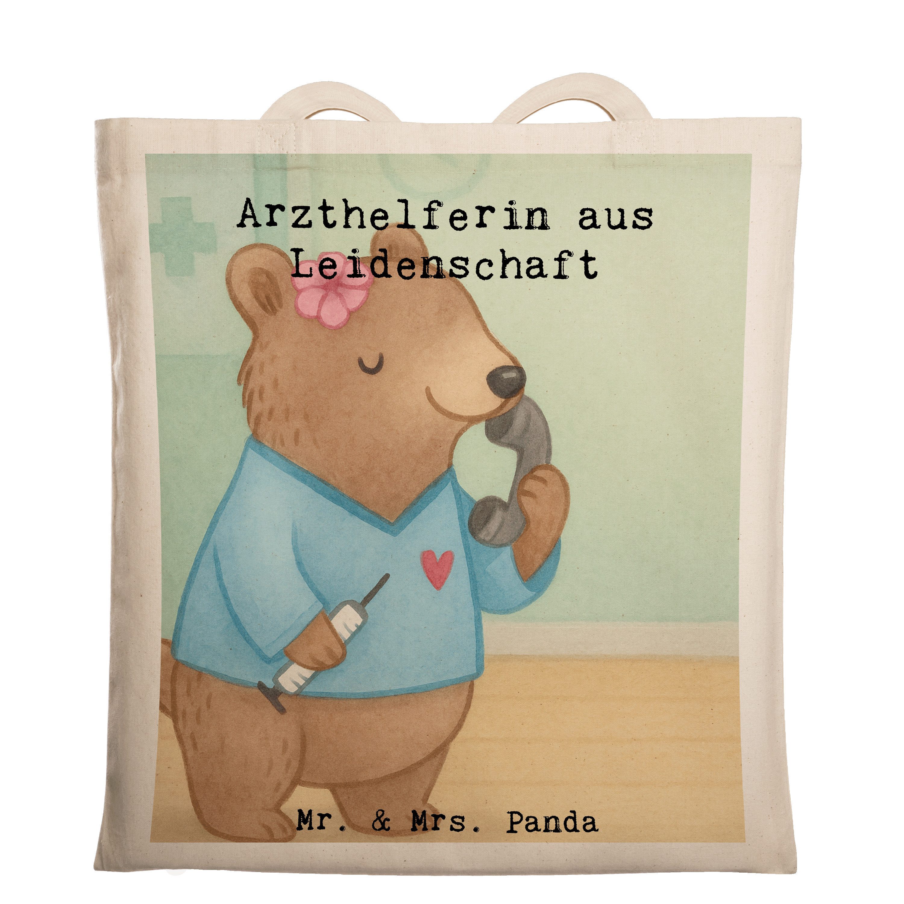Mr. & Mrs. Panda Tragetasche Arzthelferin Leidenschaft Design, Tote Bag, Weiß, Laptoptasche, Uni T (Packung), campus tasche Laptoptasche Einkaufstasche