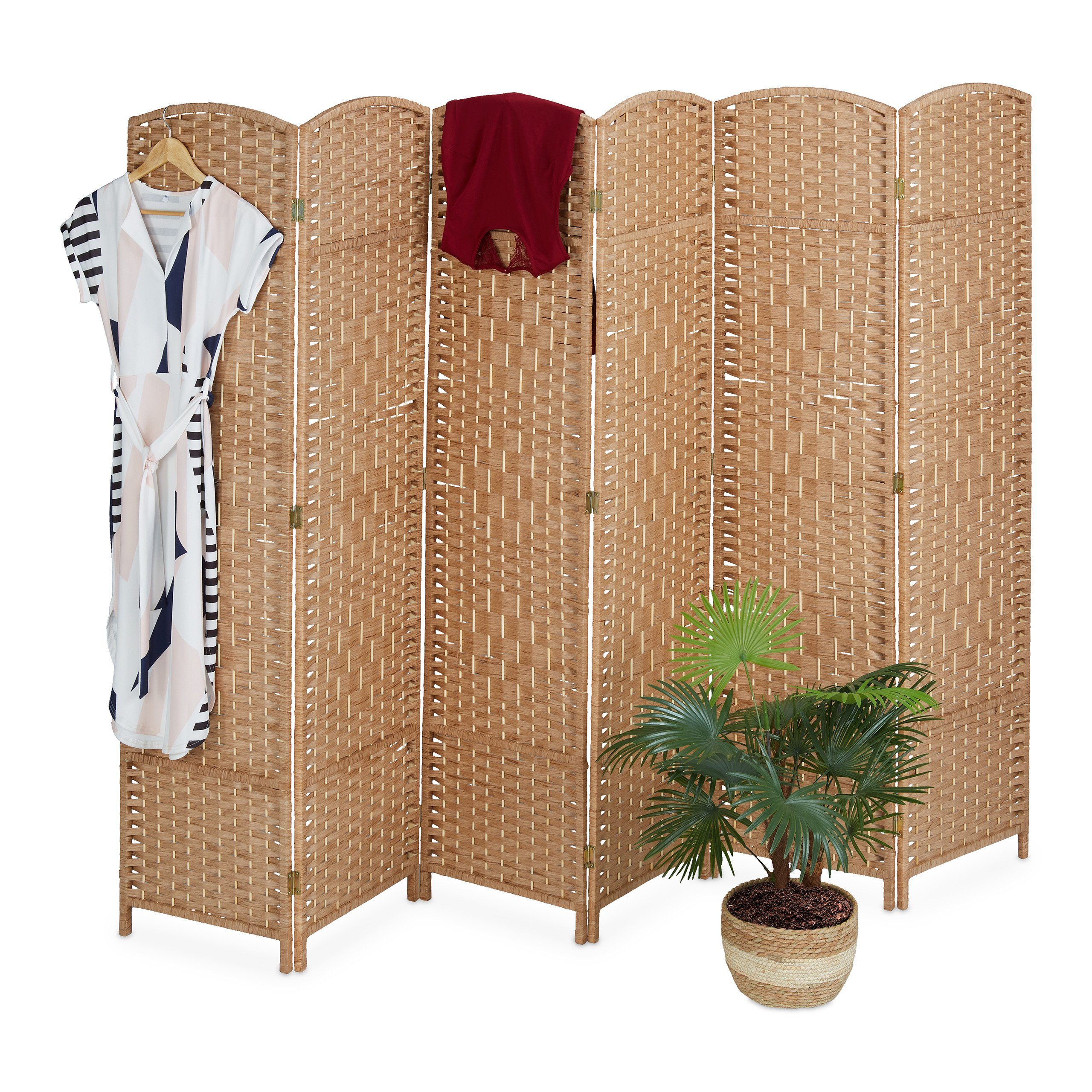 relaxdays Paravent 6 teilig in Natur günstig online kaufen