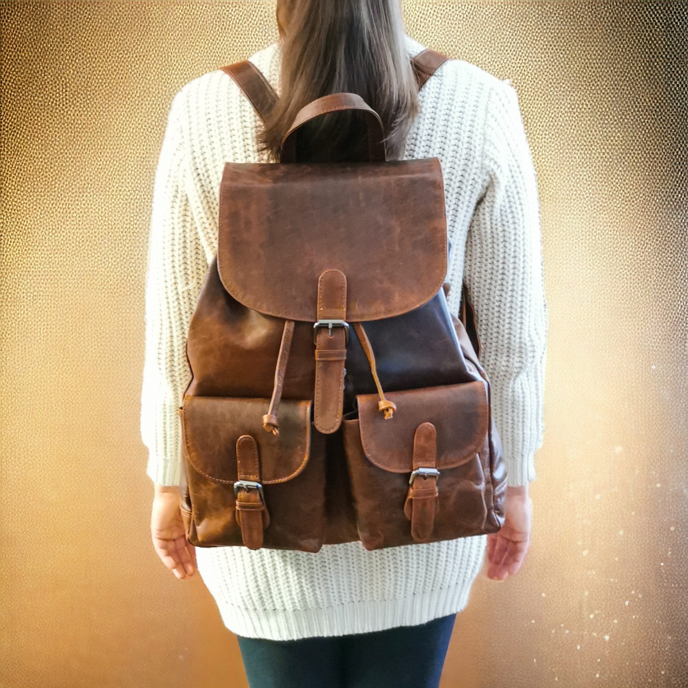 Ella Eisvogel Reiserucksack XXL Rucksack mit Überschlag, Büffel Pull-Up Vin günstig online kaufen