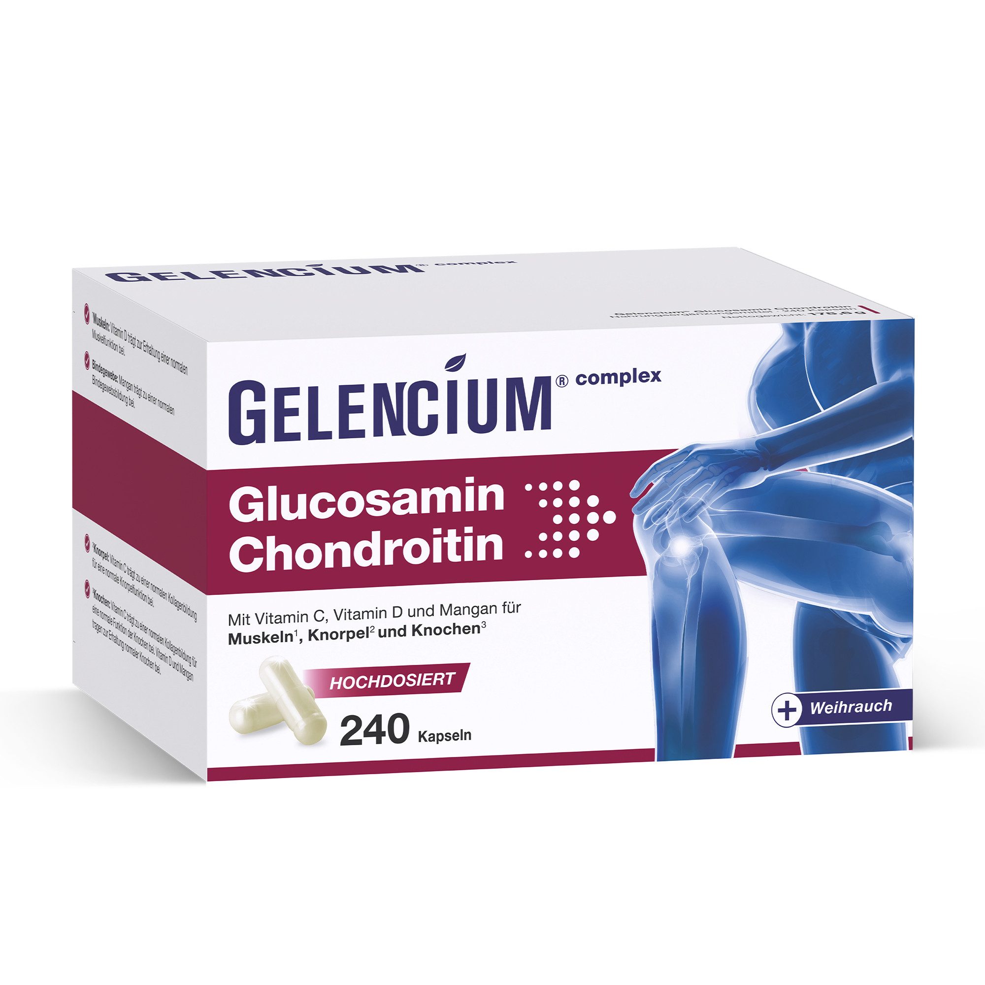 GELENCIUM® Glucosamin Chondroitin hochdosiert mit Vitamin C KAP, 240 St., 188.3 g