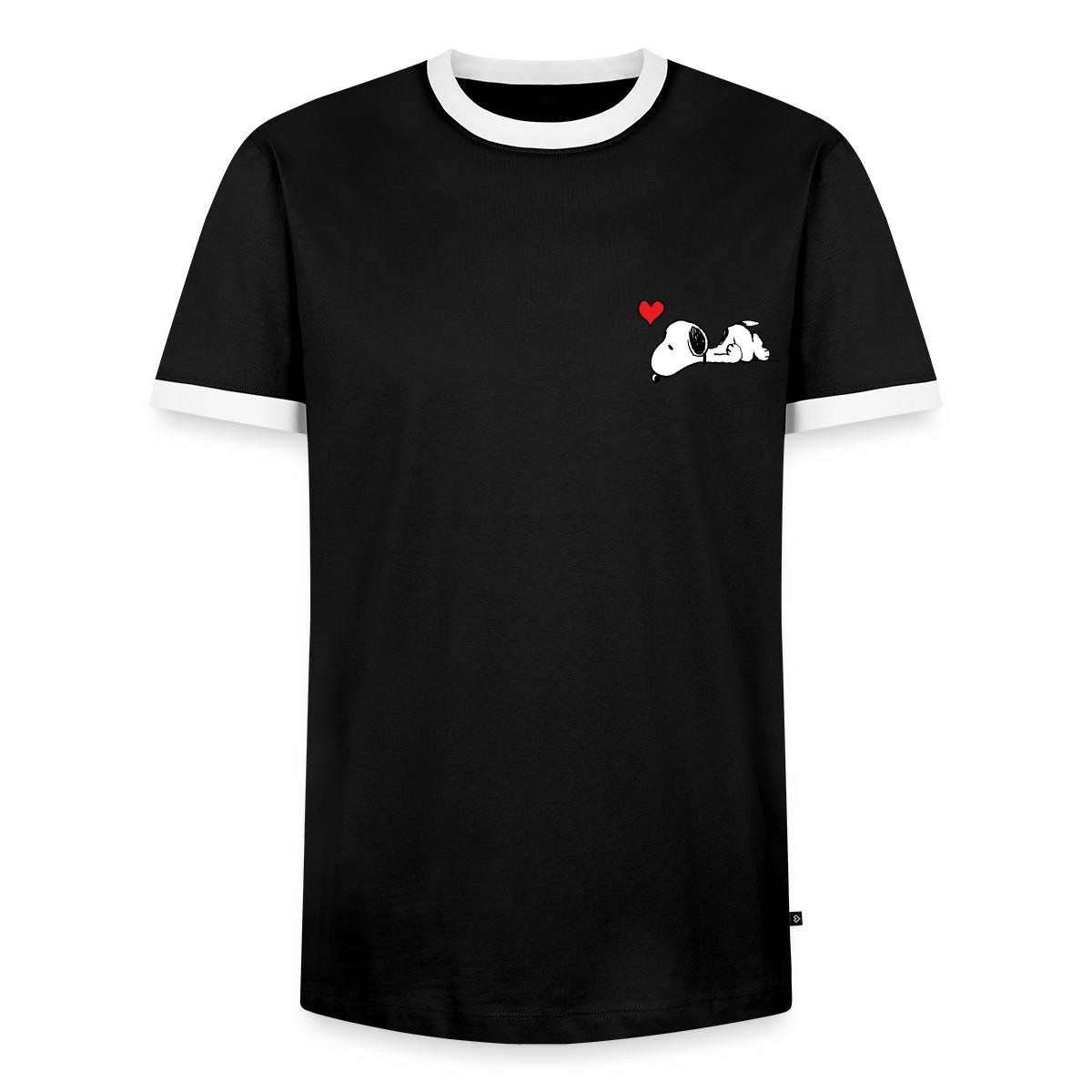 Spreadshirt T-Shirt Peanuts Snoopy Herz Brustmotiv Männer Kontrast T-Shirt (1-tlg)