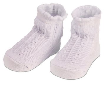 BRUBAKER Socken Babysocken für Mädchen 0-12 Monate (4-Paar, Baumwollsocken mit Zopfmuster) Baby Geschenkset für Neugeborene in Geschenkverpackung mit Schleife