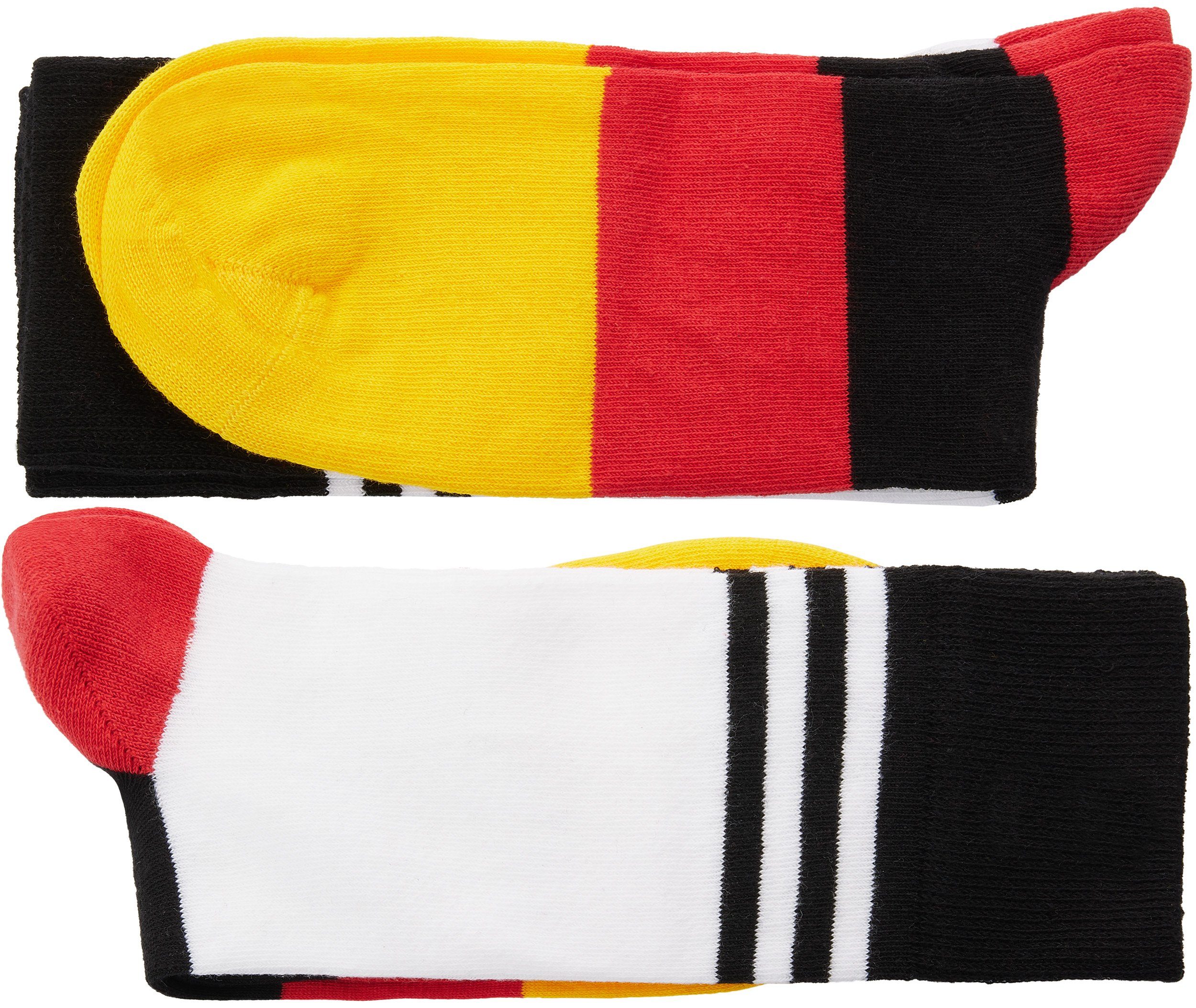 Motiv Flagge Fan 1-Paar, - Herren Socken Crew-Socken Geschenk Socken Fußballfans (Set, Deutsche Deutschland - Deutschlandflagge - BRUBAKER für Männer Lustiges Weiß Fußballer) Weltmeisterschaft für