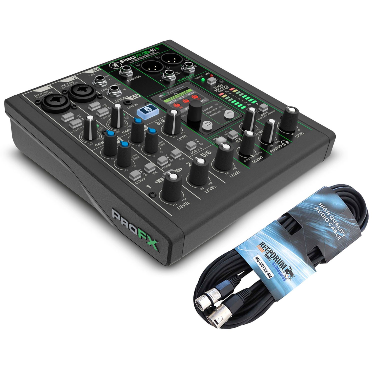 Mackie Mischpult ProFX6v3+ Analogmixer mit XLR-Kabel Digitales Aufnahmegerät