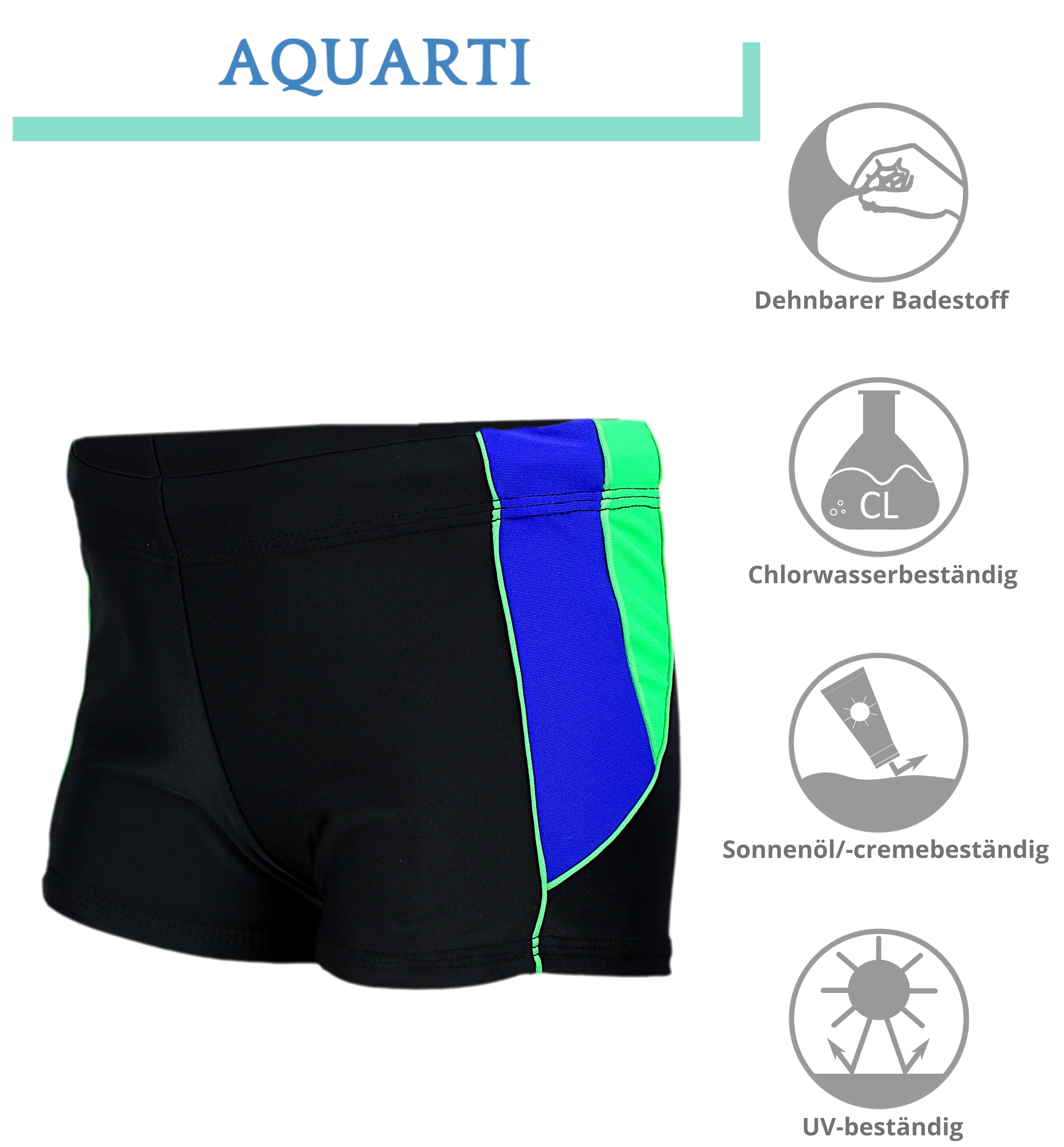 Aquarti Badehose Aquarti mit Kurze Seitlich Jungen Badehose Schwarz/Blau/Grün Einsätzen