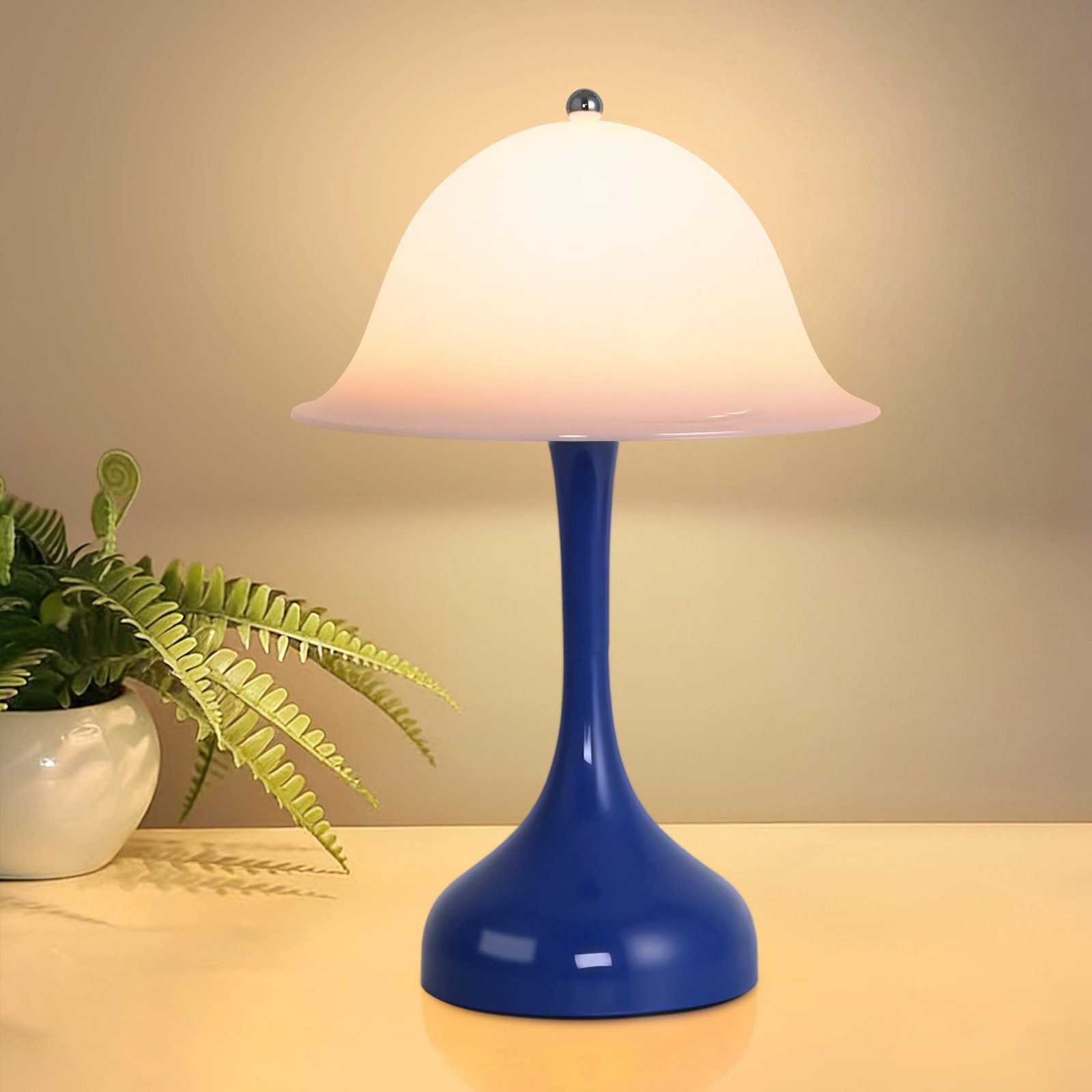 ZMH LED Tischleuchte Akku Tischlampe Aufladbar Touch Dimmbar Schlafzimmerlampe, USB-Ladefunktion, LED fest integriert, 2000K-6500k, Kabellose Nachttischleuchte Tragbare Lampe für Wohnzimmer