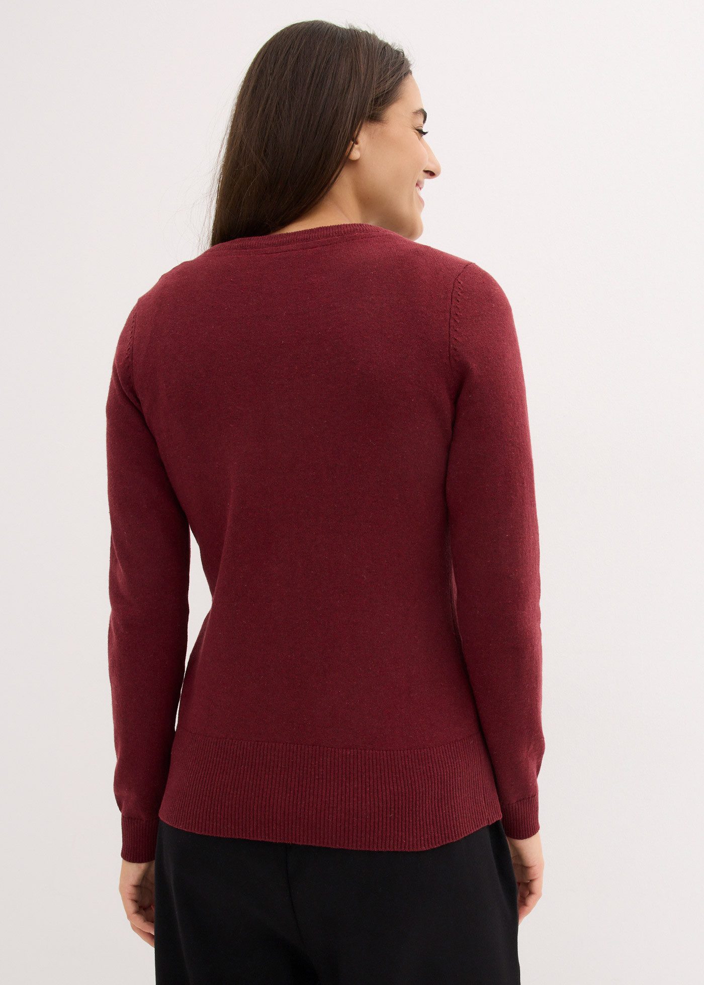 bonprix Strickjacke gerade Passform, unifarben, aus Baumwollmischung, mit Knopfleiste
