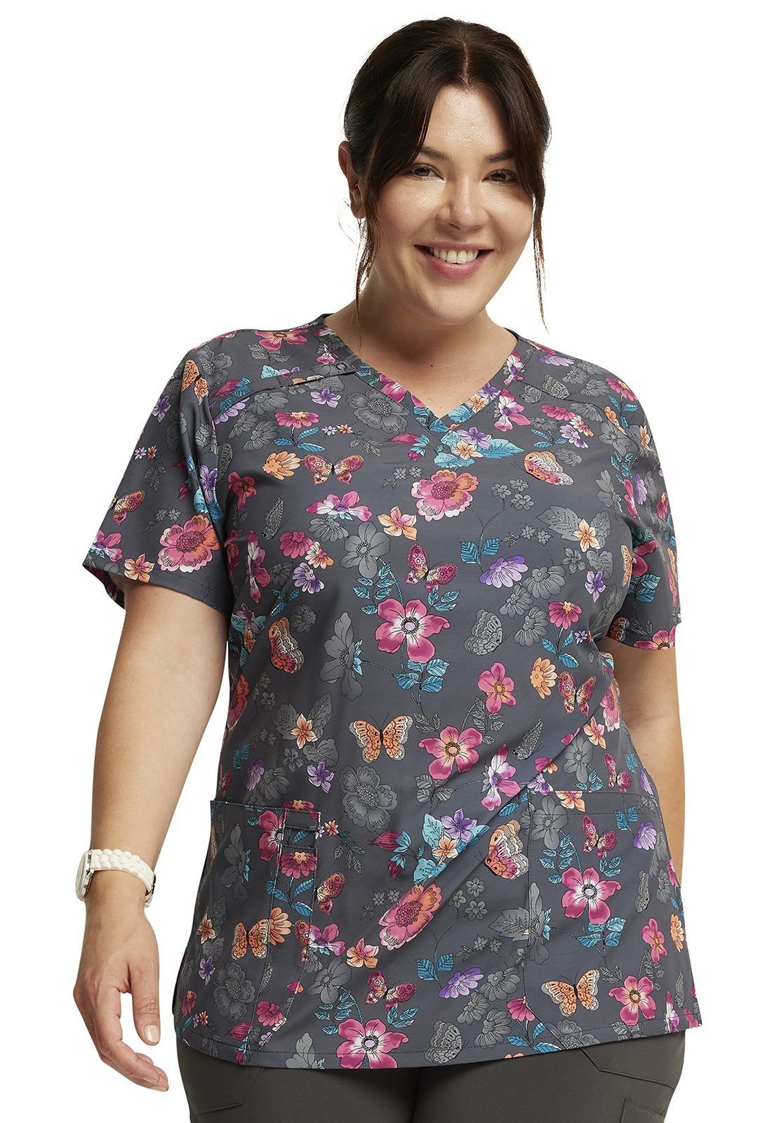Dickies Funktionsbluse Bunt bedruckter Damen Kasack "Schmetterlinge" Kasack mit Motiv