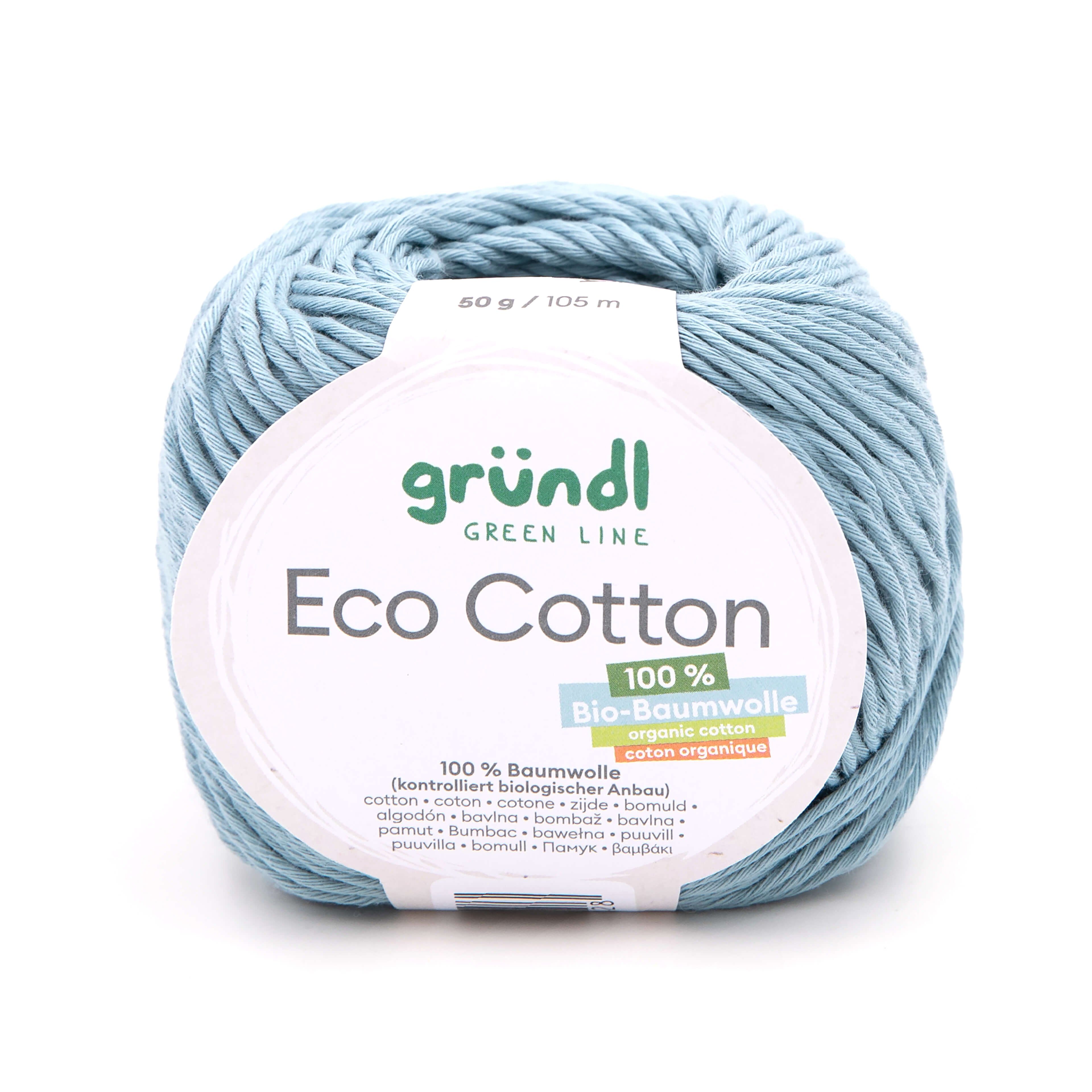 Gründl Wolle Eco Cotton Bio-Baumwolle kbA Baumwollgarn 50g Häkelwolle, 105,00 m (zum stricken und häkeln; mit Häkelanleitung zum download, Strickgarn, Handstrickgarn für Nadelstärke 3,5 - 4,5 mm), organic cotton