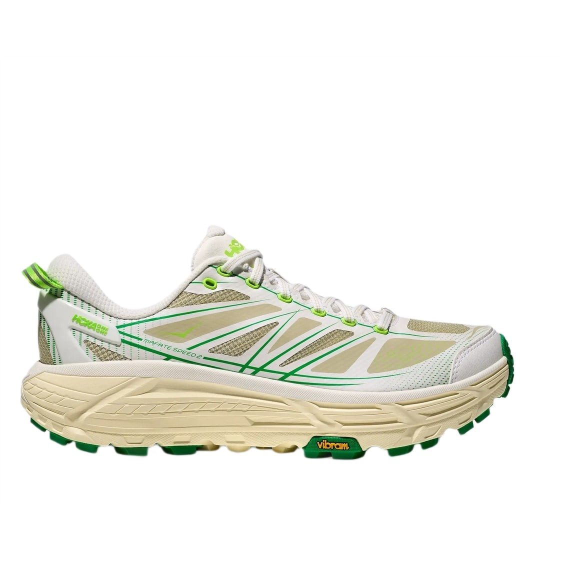 Hoka One One Mafate Speed 2 weiss/beige/grün Damen Laufschuh