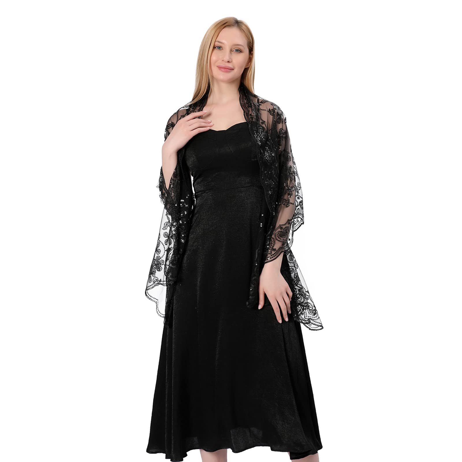 Zaewry Modeschal Schals und Tücher für Abendkleider – Elegante, transparente Damen, Jahre mit Blumenmuster, ideal für Hochzeiten – Bild 4 von 4