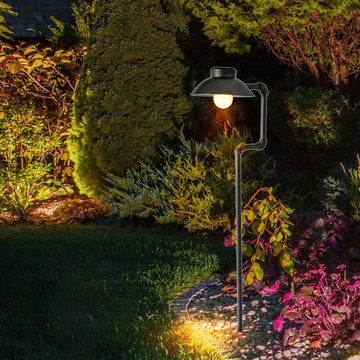 etc-shop LED Gartenleuchte, LED-Leuchtmittel fest verbaut, 2er Set LED Solar Außen Lampen Garten Weg Beleuchtungen Erdspieß Steck