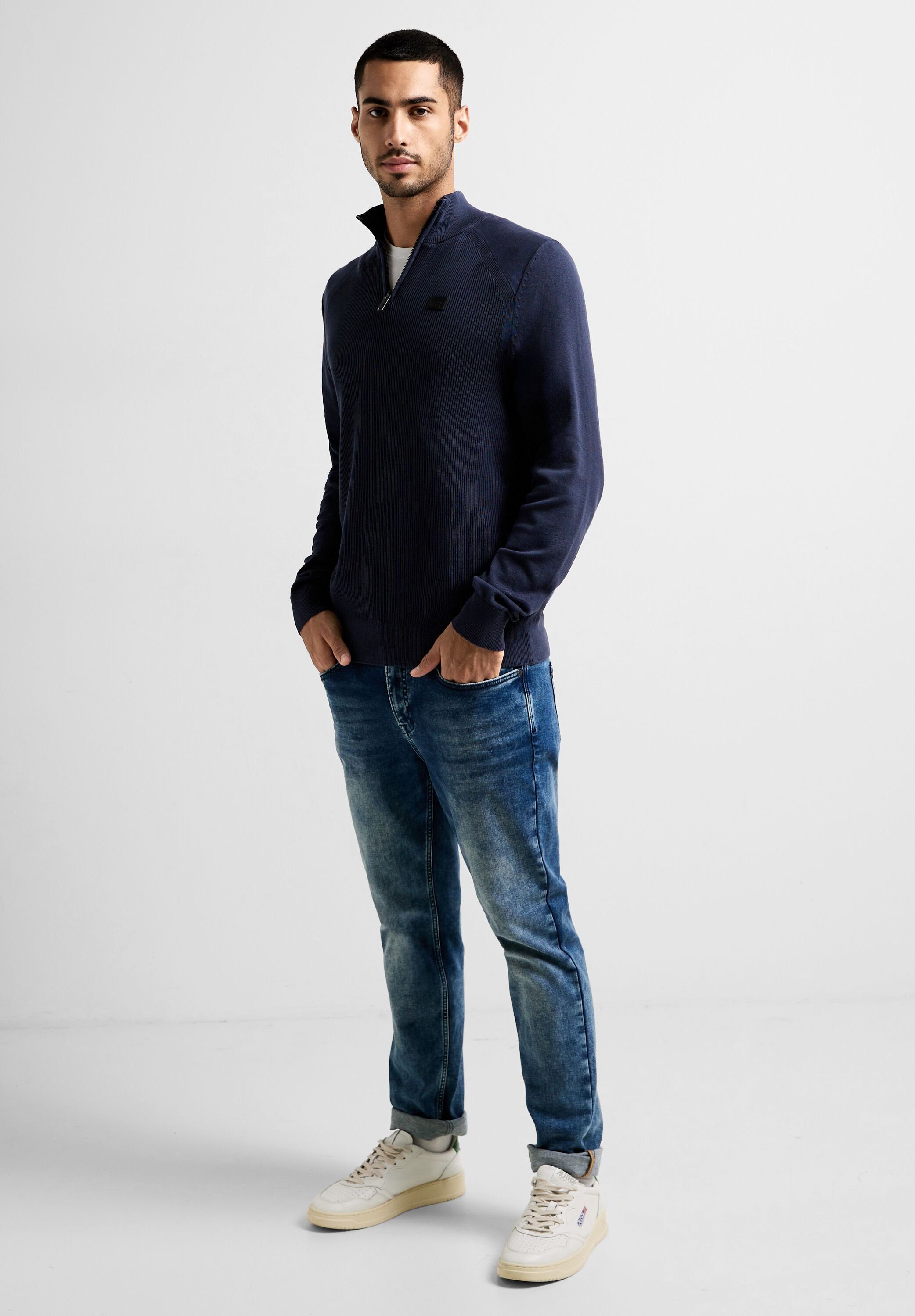 STREET ONE MEN Strickpullover aus reiner Baumwolle