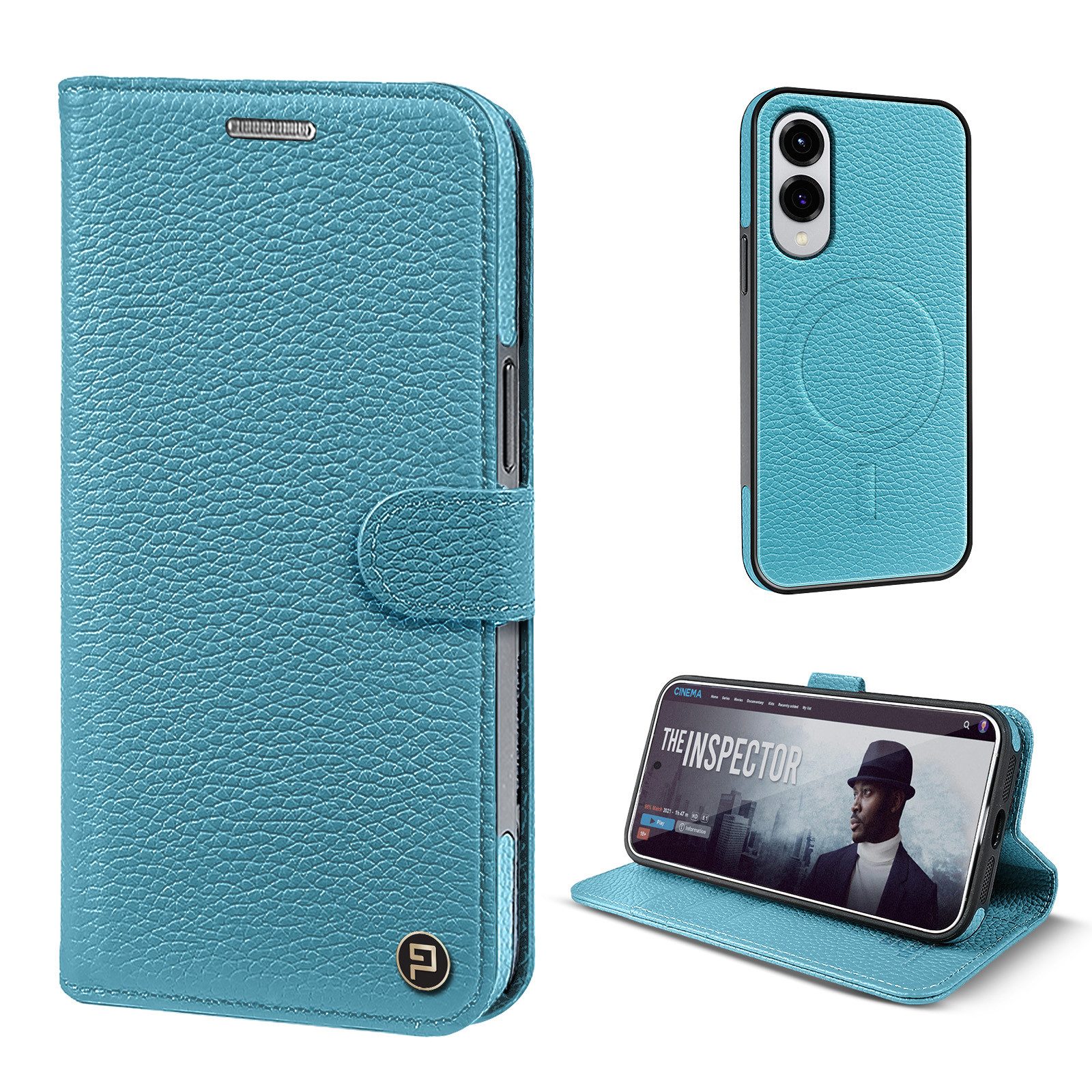 Tec-Expert Handyhülle Echtleder Hülle kompatibel mit MagSafe für Samsung Galaxy S25 Edge 6.66 Zoll, 6.66", Cover Klapphülle Case mit Kartenfach RFID Schutz abnehmbarer Bumper