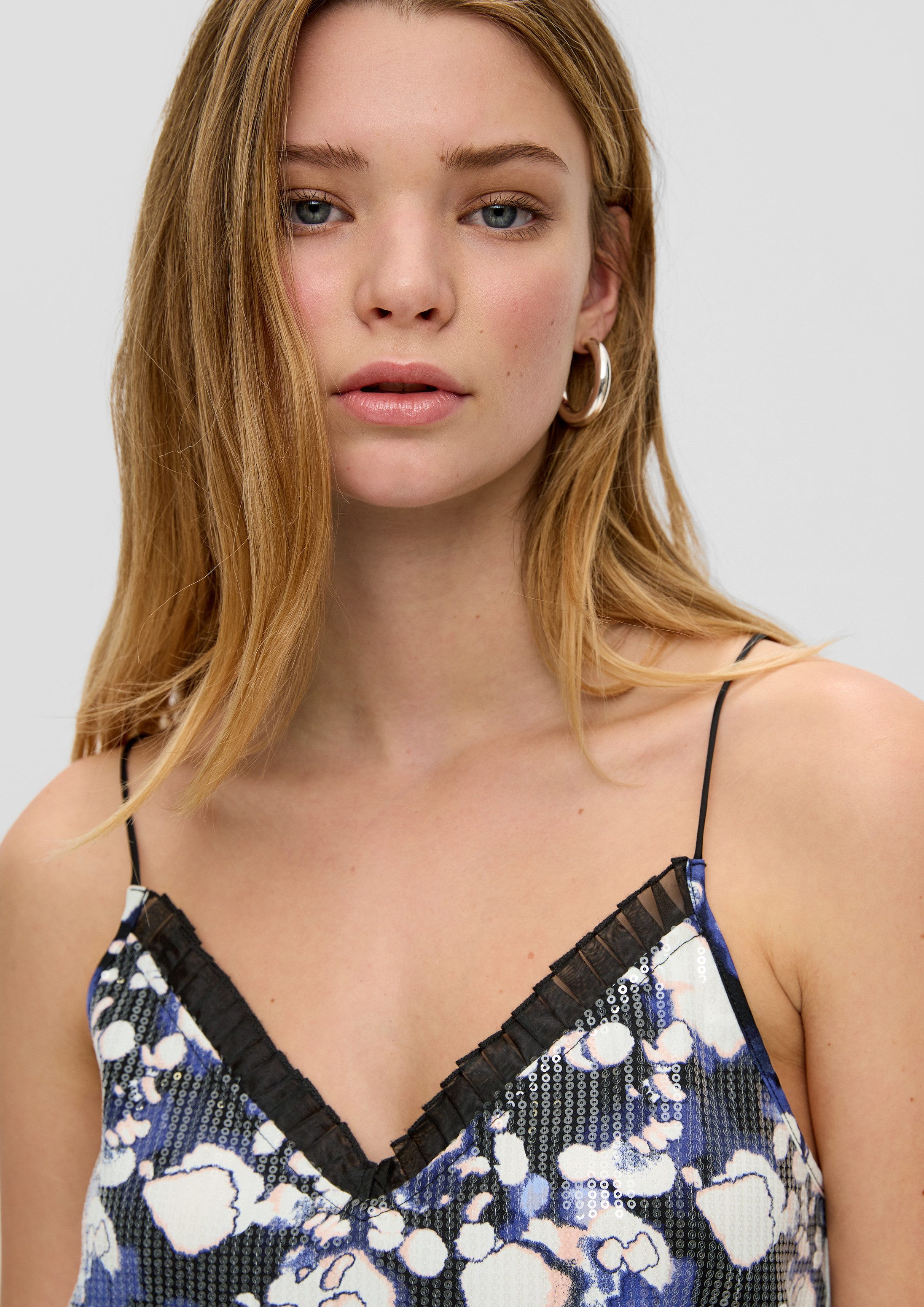 QS Blusentop Bluse Blusentop mit Spitze