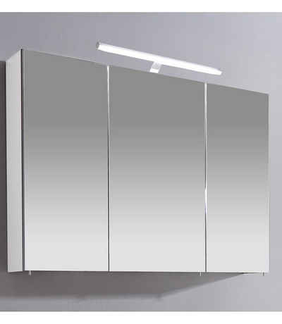 Schildmeyer Spiegelschrank Irene Breite 100 cm, 3-türig, LED-Beleuchtung, Schalter-/Steckdosenbox