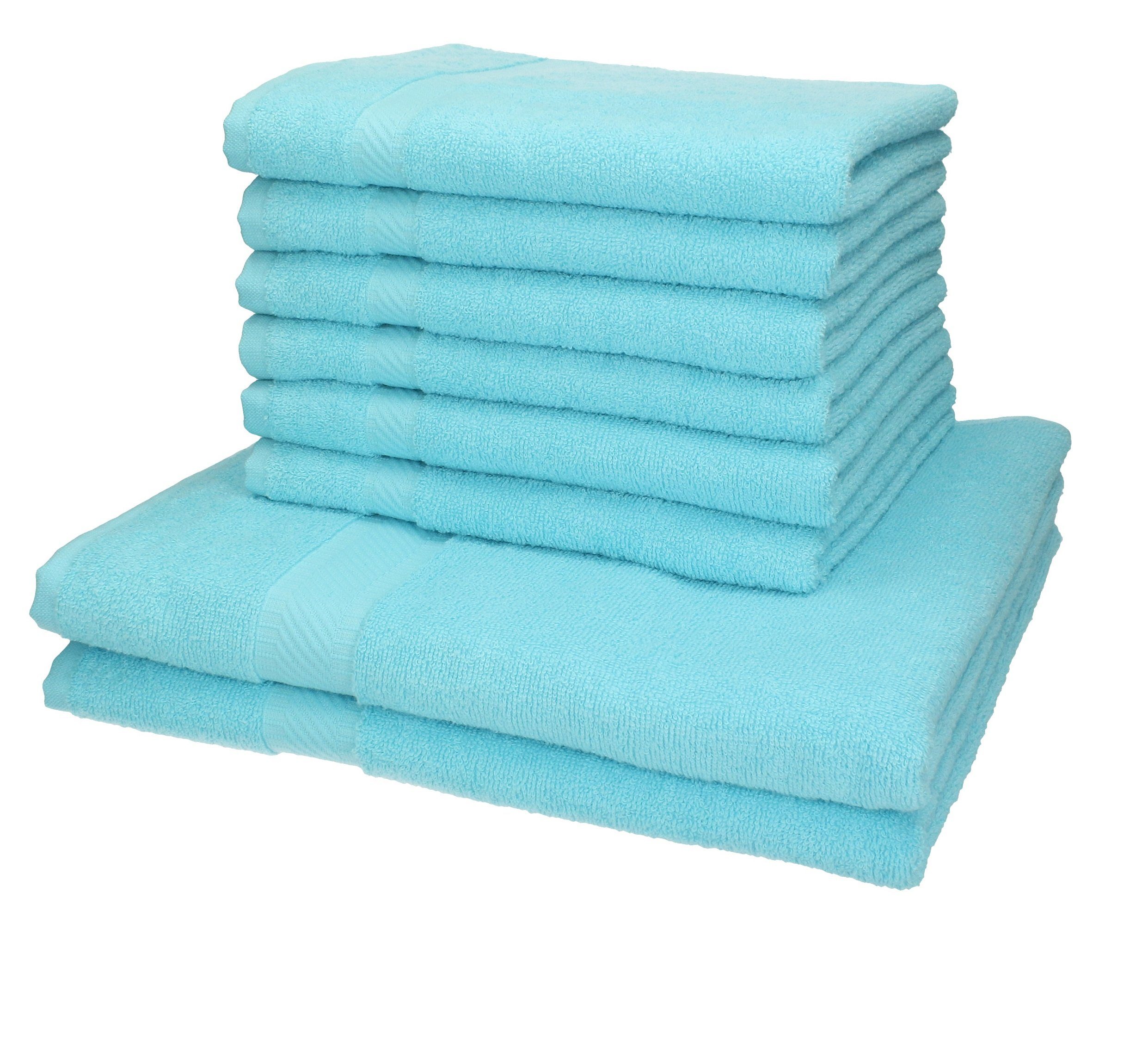 Betz Handtuch Set 8-tlg. Handtuch-Set Palermo 100% Baumwolle Farbe türkis, 100% Baumwolle | Handtuch-Sets