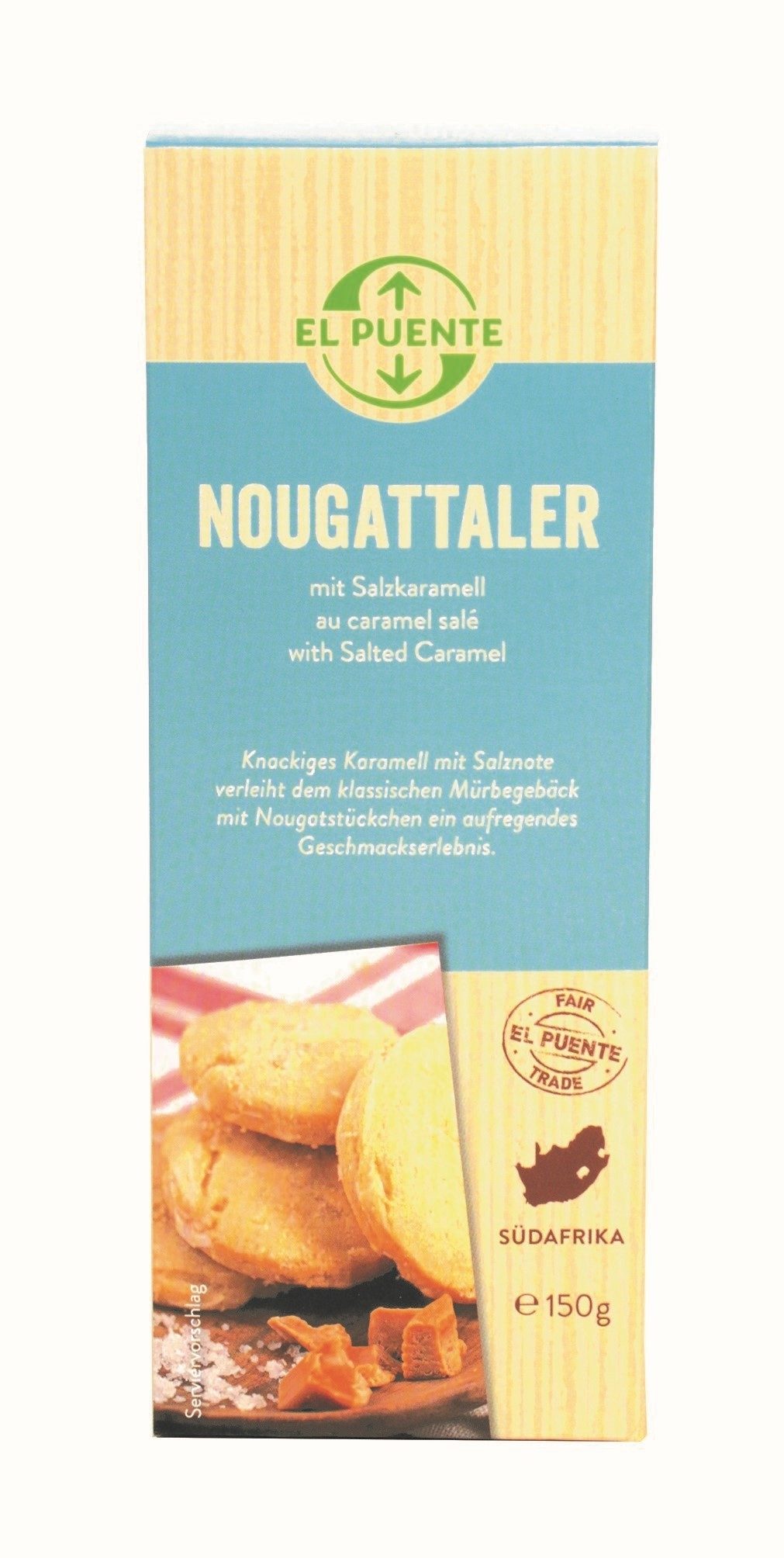 El Puente Knabberei Nougattaler - Mürbekekse mit Nougat & Salzkaramell, Fair Trade, Fair Trade