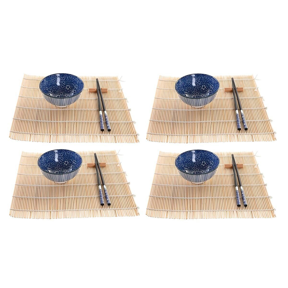 DKD Home Decor Столовый сервиз Sushi-Set Tellerset Schale Stäbchen DKD Home Decor Schwarz Blau Bambus, Bambus