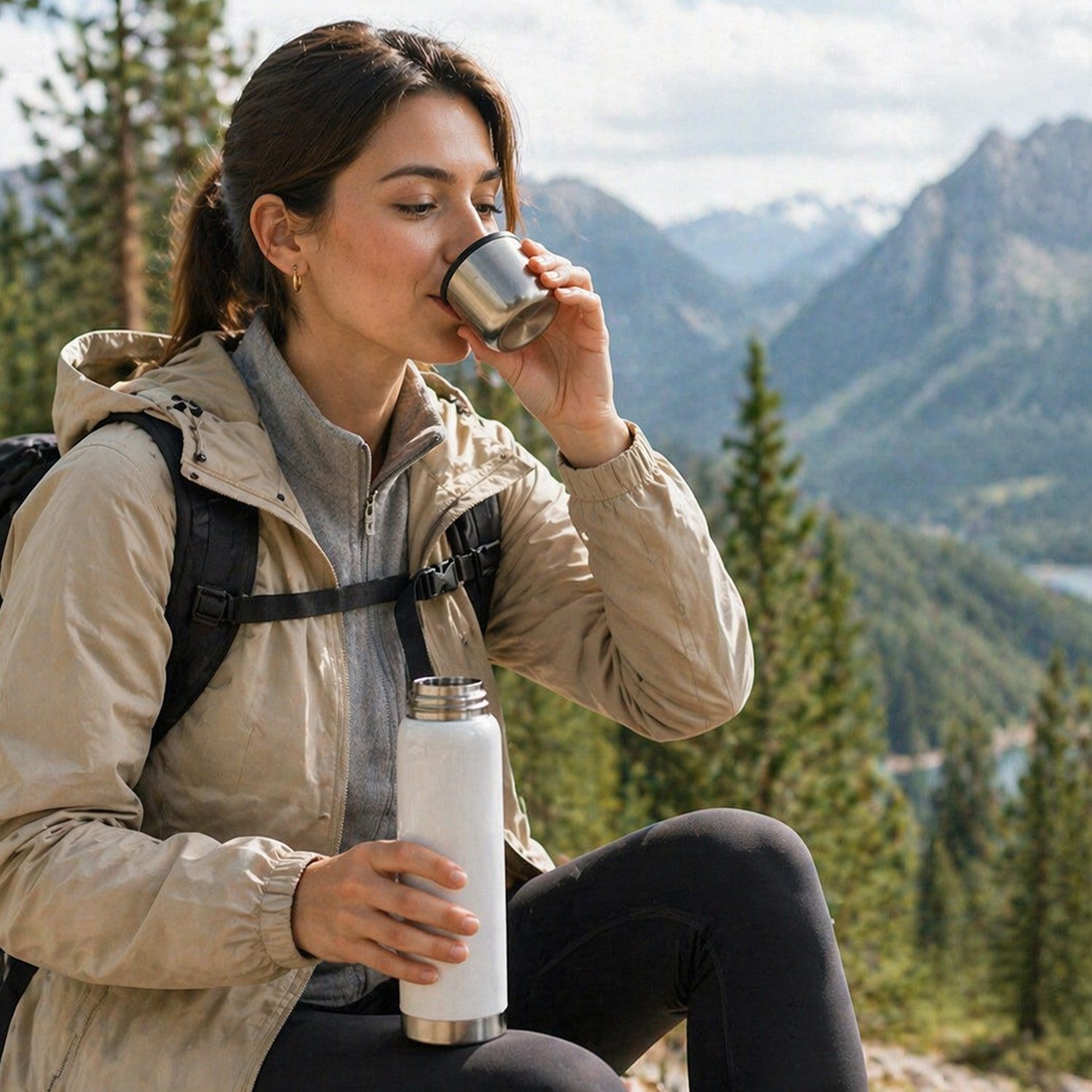Alfi Isolierflasche perfectTherm Eco 0,75 Liter Weiß mit Trinkbecher