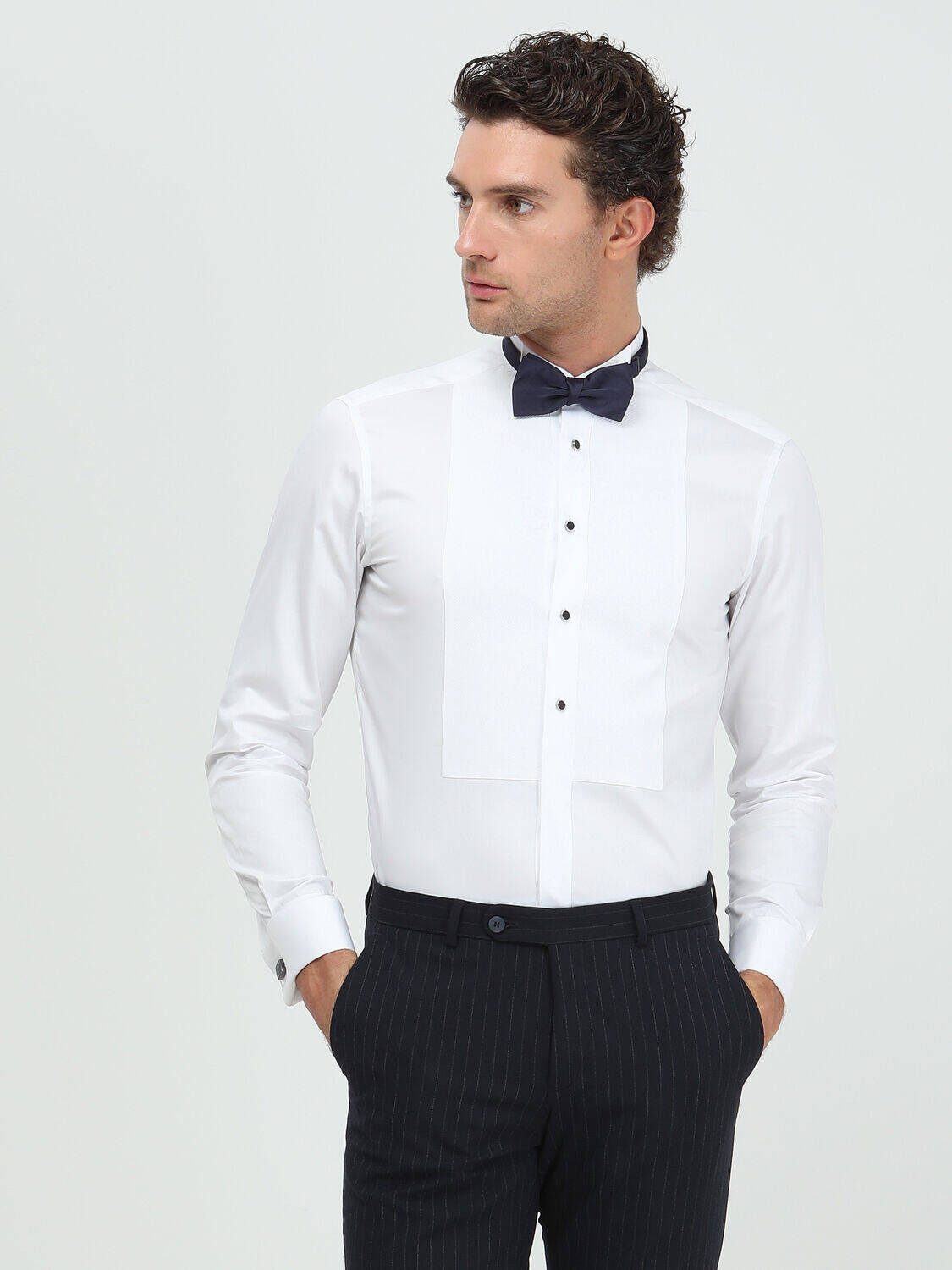 KİP Langarmhemd Weiße Slim Fit Doppel-Manschette günstig online kaufen