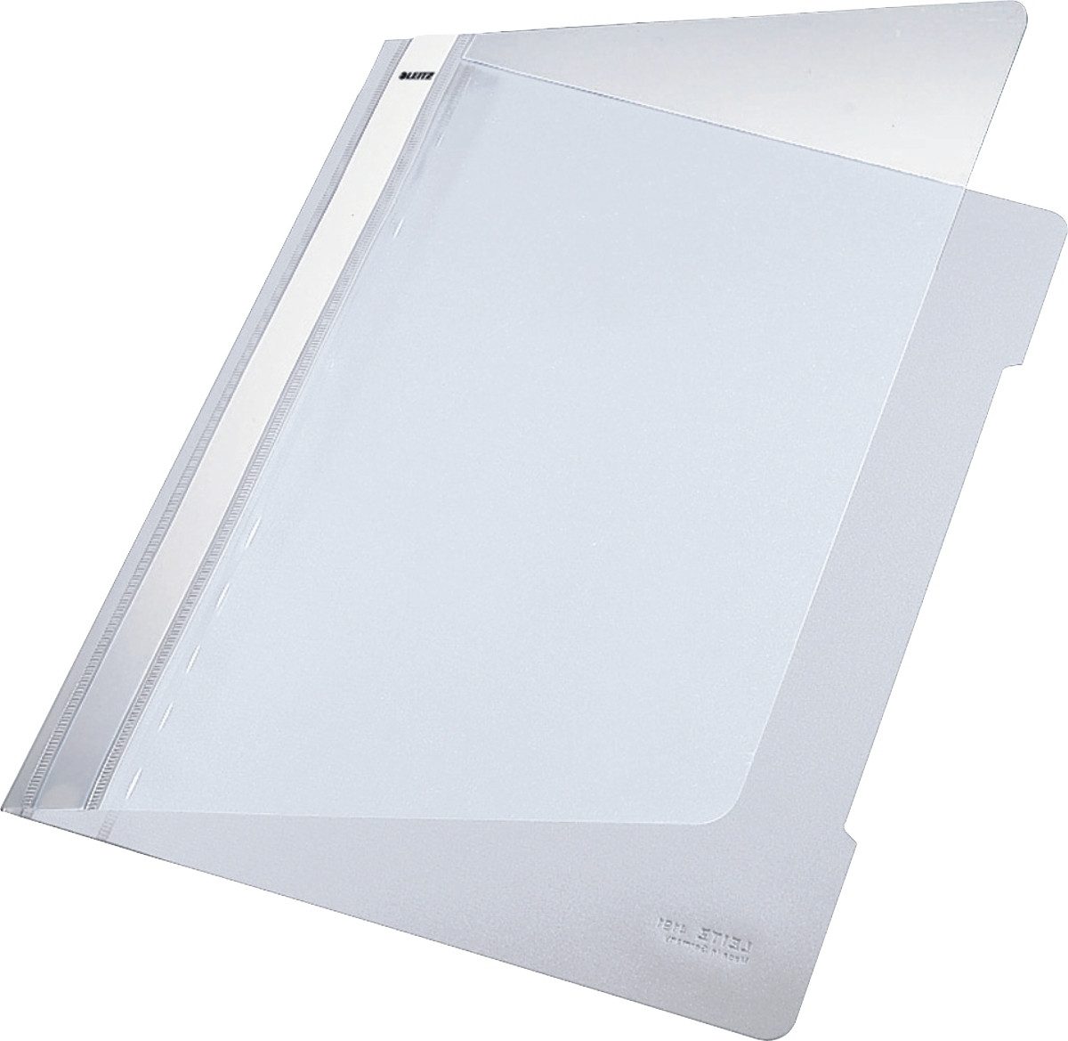 LEITZ Hefter Sichthefter A4 PVC langes Beschriftungsfenster weiß Packung mit 25 Stü