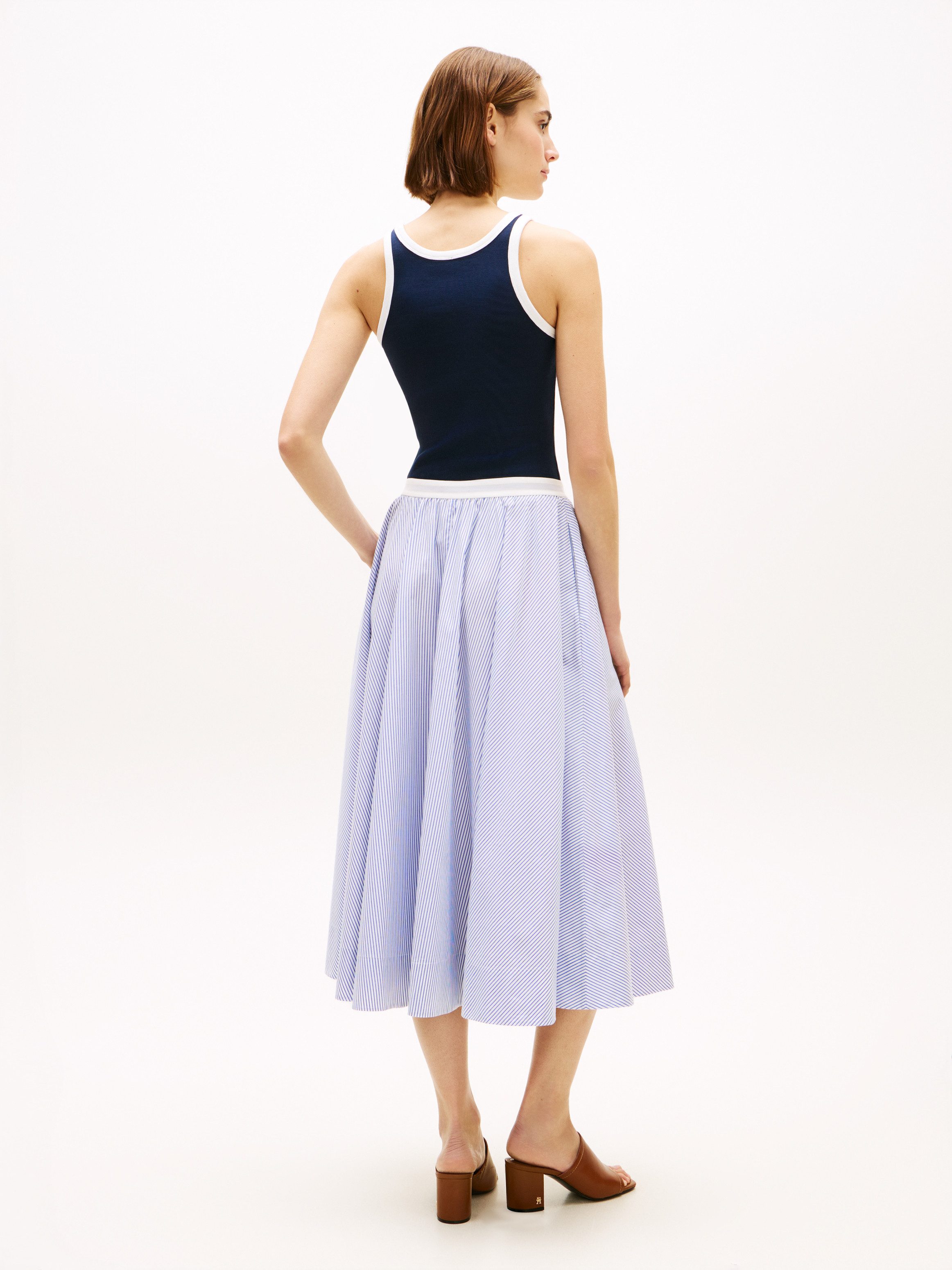 Tommy Hilfiger A-Linien-Rock POPLIN BRANDED MIDI SKIRT in Midi-Länge, mit Logobund – Bild 5 von 5